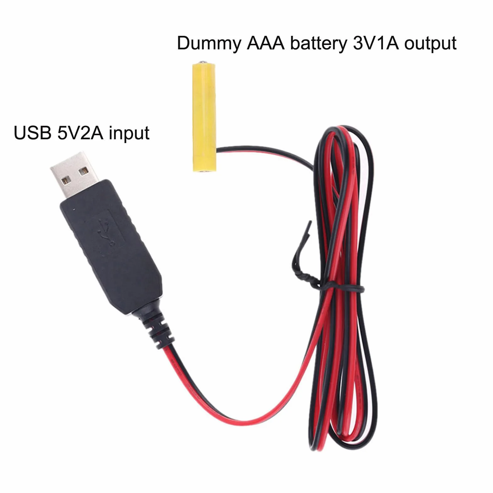 Xuancai LR03 - Cable eliminador de batería AAA, fuente de alimentación USB, reemplaza 2 pilas AAA de 1,5 V para linterna eléctrica de juguete
