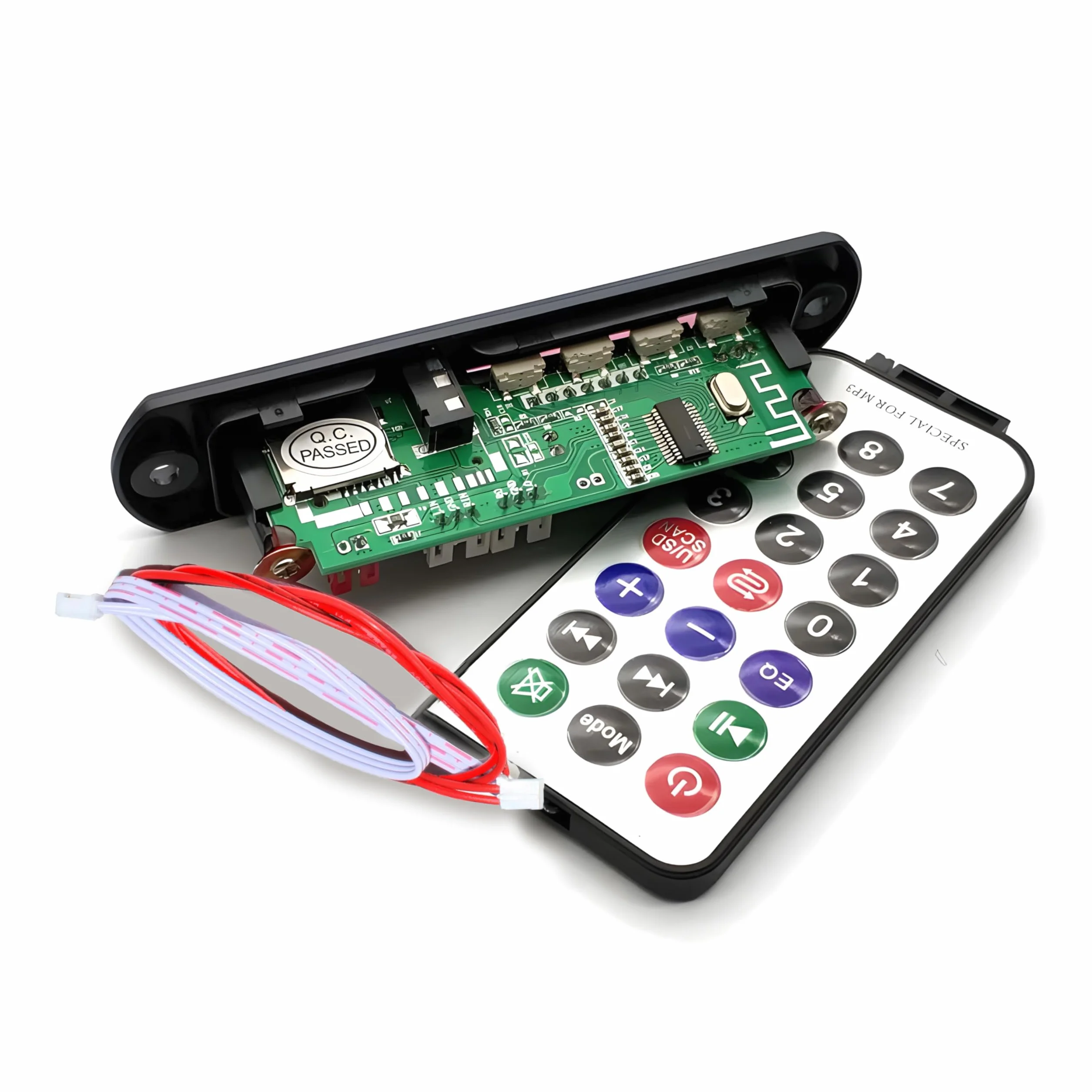 Retoo Placa decodificadora de Audio Bluetooth para automóvil con Control Remoto, Pantalla LCD y AUX 3.5 mm, 7V - 12V, módulo de Audio USB Radio FM, Compatible con SD, FM, FLAC, WAV, WMA y MP3