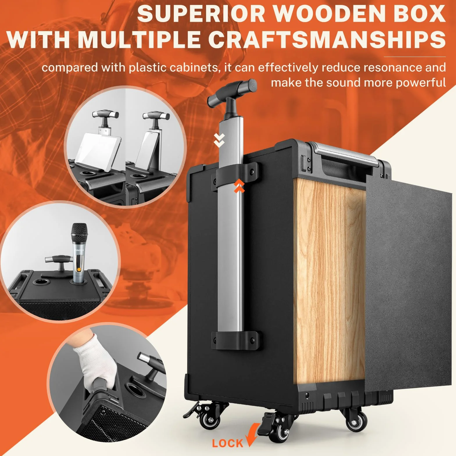 Máquina de Karaoke Adulto, Altavoz Bluetooth Portátil c/ 2 Micrófonos inalámbricos, Sistema PA c/TWS para Fiestas Grandes, Exterior, Sonido estéreo para Eventos masivos, soporta USB/TF/Rec/AUX/FM