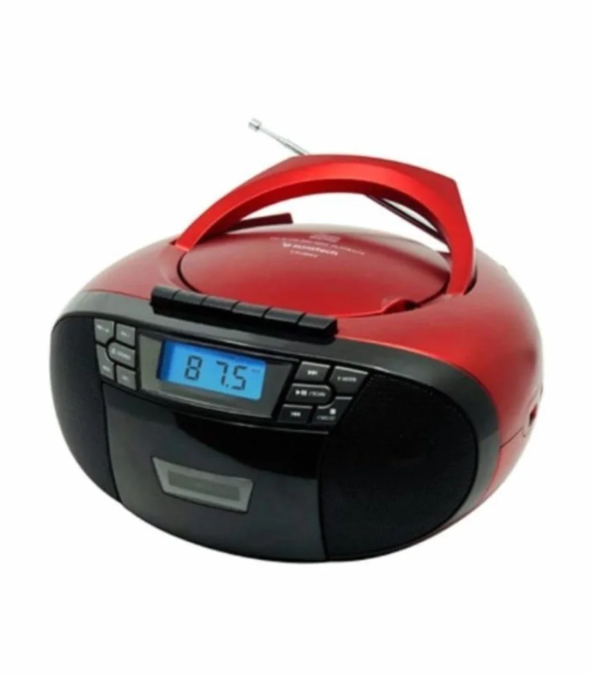 Sunstech CXUM53 Radio CD Cassette portátil estéreo 2W FM USB AUX-IN Rojo