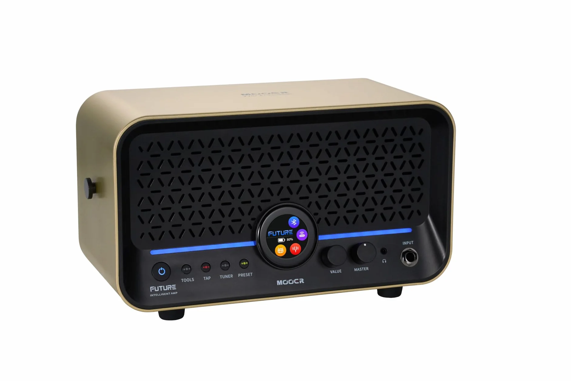 Mooer F15i Li - Combo de Guitarra Multi-Efectos y Modelado, 15 W, con batería - Oro Imperial