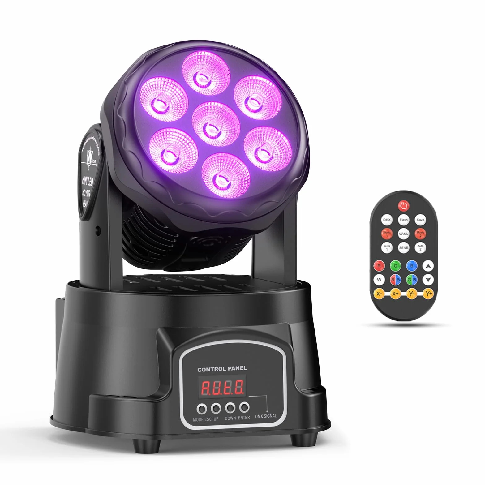 7X15W Cabeza Móvil LED Wash RGBW Iluminación de Escenario Luces 5 Modo con Control Remoto para DJ Bar Discoteca Ballroom-Nueva Versión