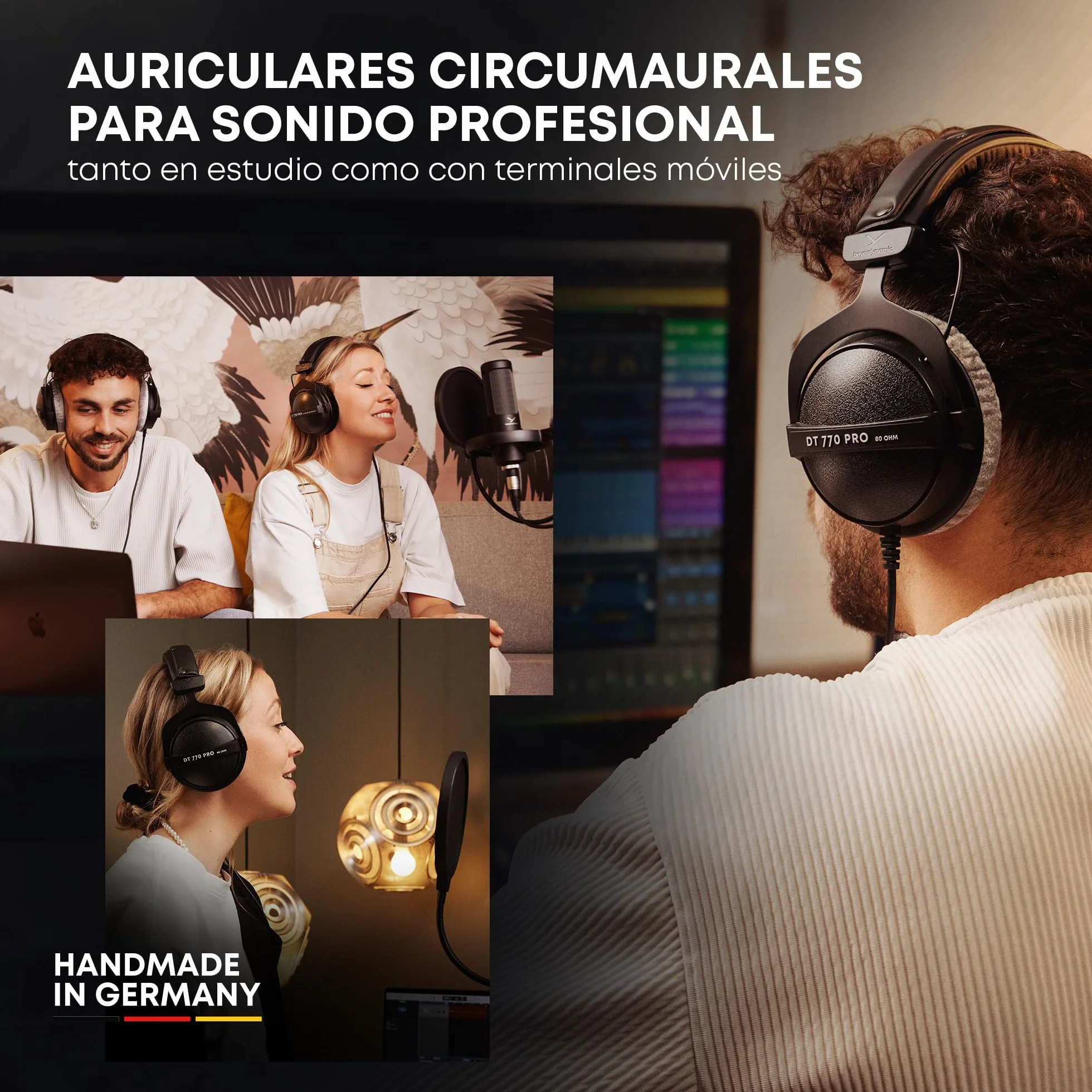 beyerdynamic DT 770 Pro 80 Ohm Auriculares de Estudio circumaurales. Diseño Cerrado, con Cable para grabación y monitorización Profesional. Hecho a Mano en Alemania
