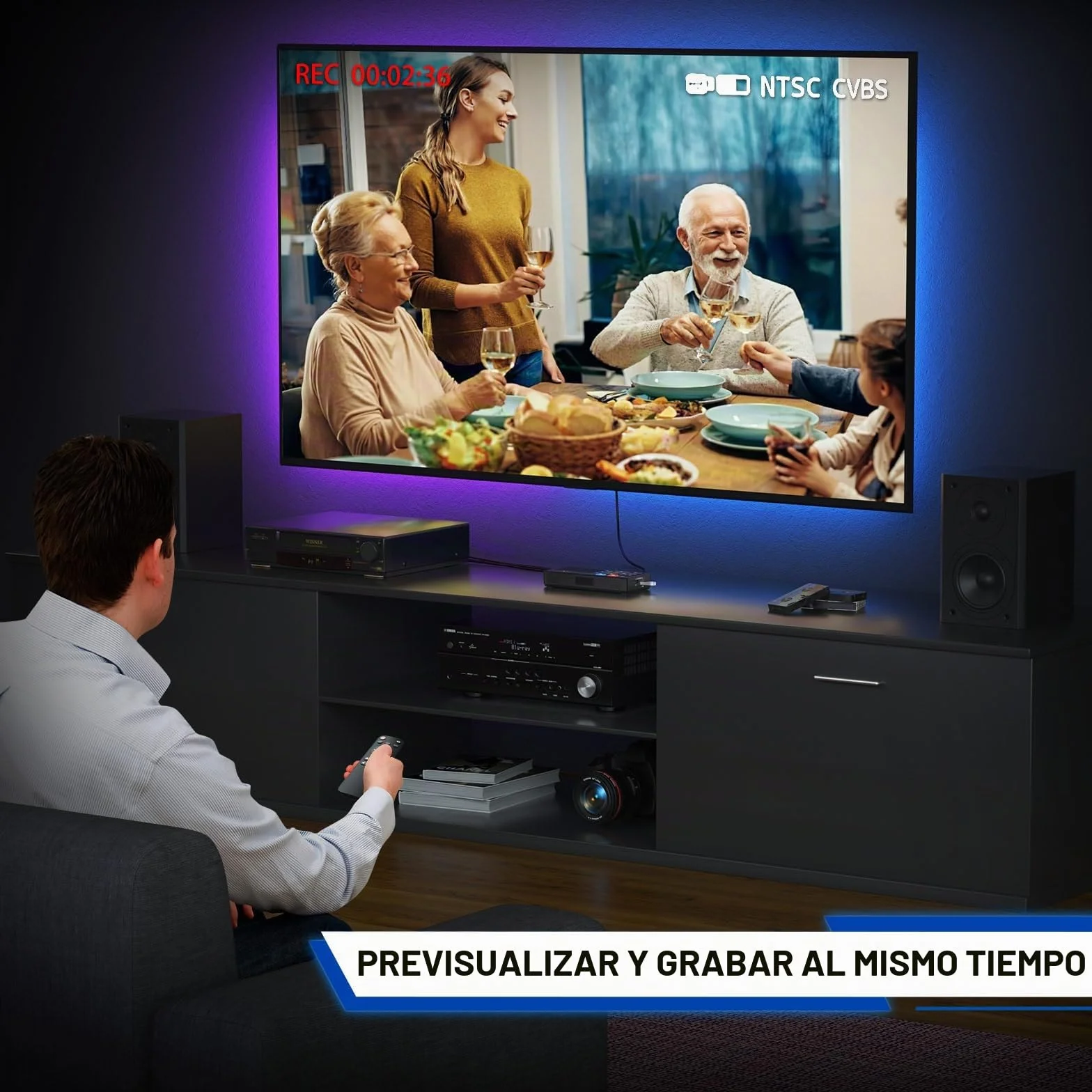 Portta VHS to Digital Convertidor, VHS a Digital Grabador con Remote, RCA to HDMI Converter Compatible con VHS, VCR, DVR, DVD, Hi8, Mini DV, Camcorder, Cassette Tape, Gaming Consoles