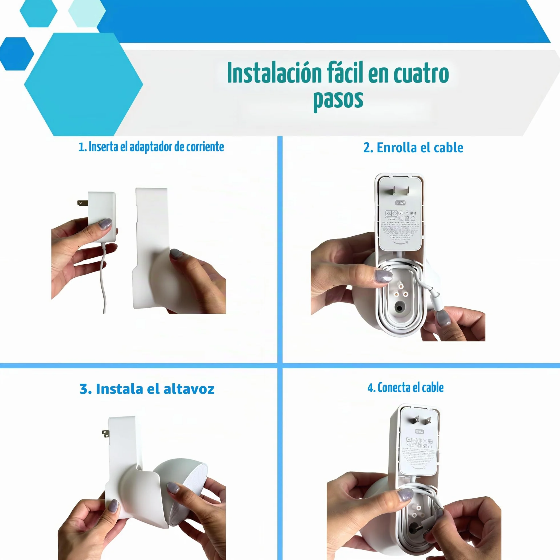 Sintron Soporte de Pared para Echᴏ Pop, Soporte para Altavoz inteligente, Ahorra Espacio, Sin Necesidad de Tornillos, Gestión de Cable Integrada, Diseño Decorativo, Compatible con Google Nest (Blanco)
