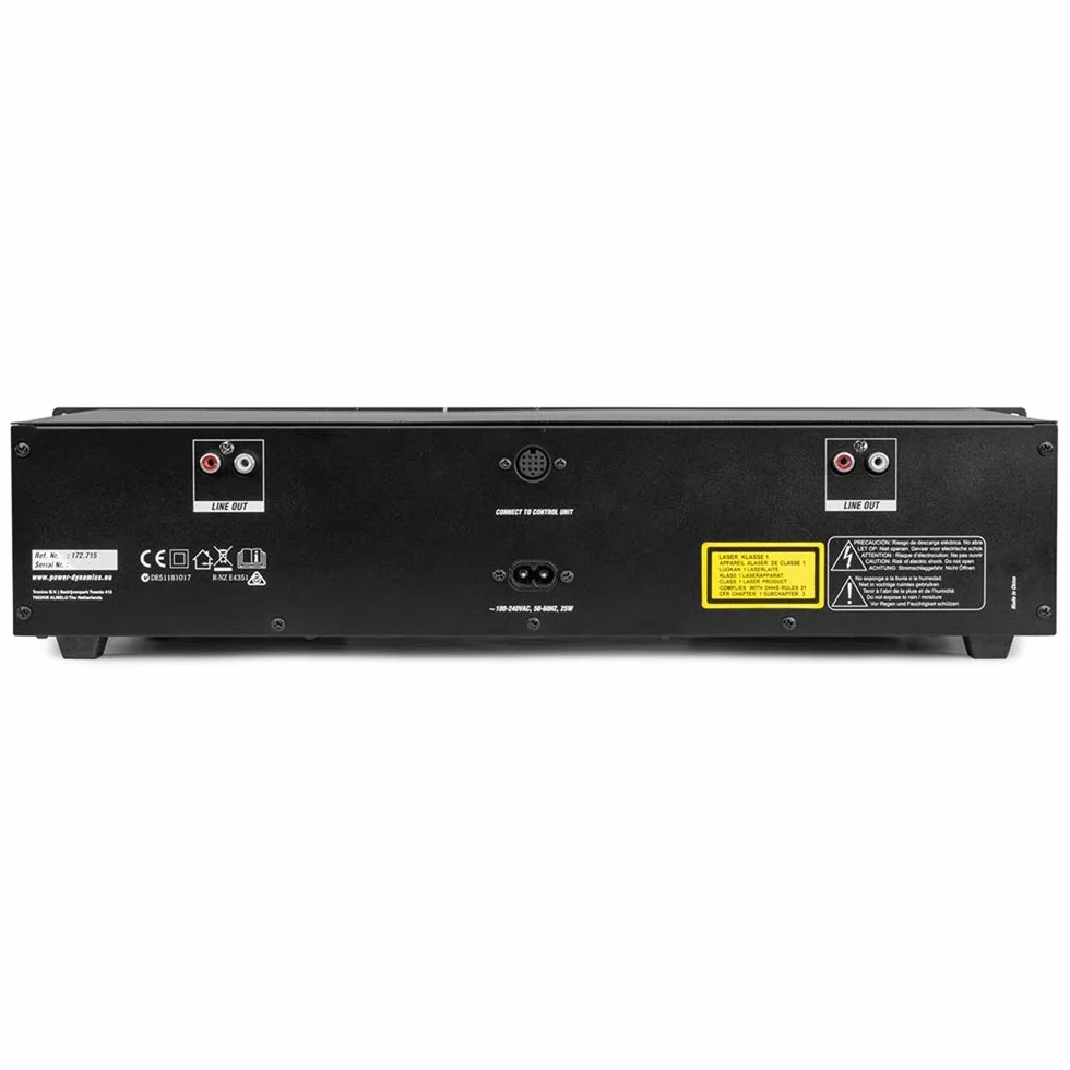 Power Dynamics PDX350 Dual DJ CD/USB Player Controller, Dual Player para PDX350: CD/USB /MP3, Anti-Choque con Buffer RAM, Reloop, 2X LC Display, Compatible con Rack 19", Negro
