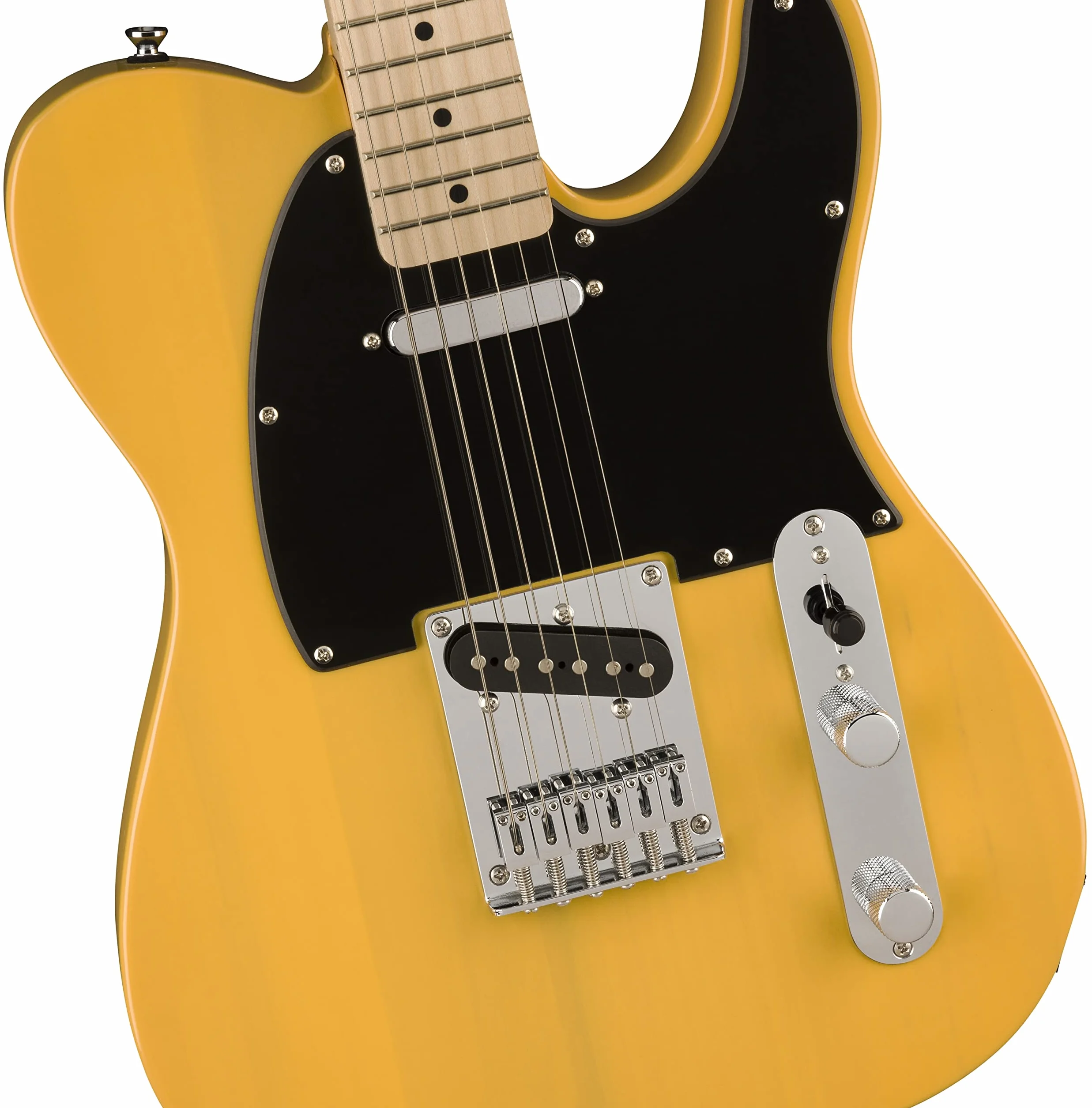Squier by Fender Sonic Telecaster, Guitarra Eléctrica, Diapasón de Arce, Golpeador Negro, Butterscotch Rubia, Incluye cursos virtuales gratuitos en Fender Play
