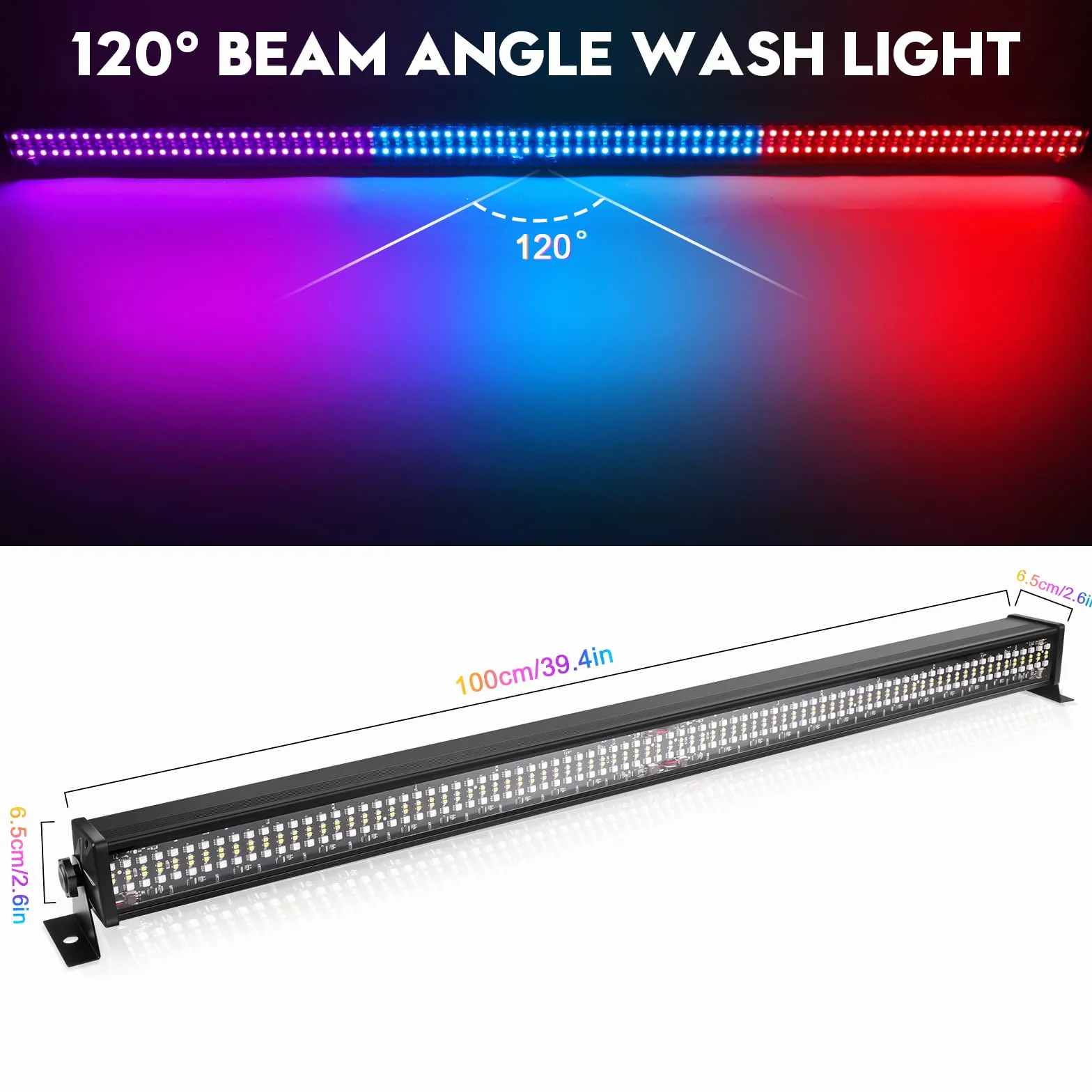 Barra de luz Wallwasher, 336 LEDs RGBW Barra de luz de Escenario dmx512 Control DJ Iluminación de Escenario para Fiesta Disco Interior Iglesia Cumpleaños Bar Boda, 2 piezas