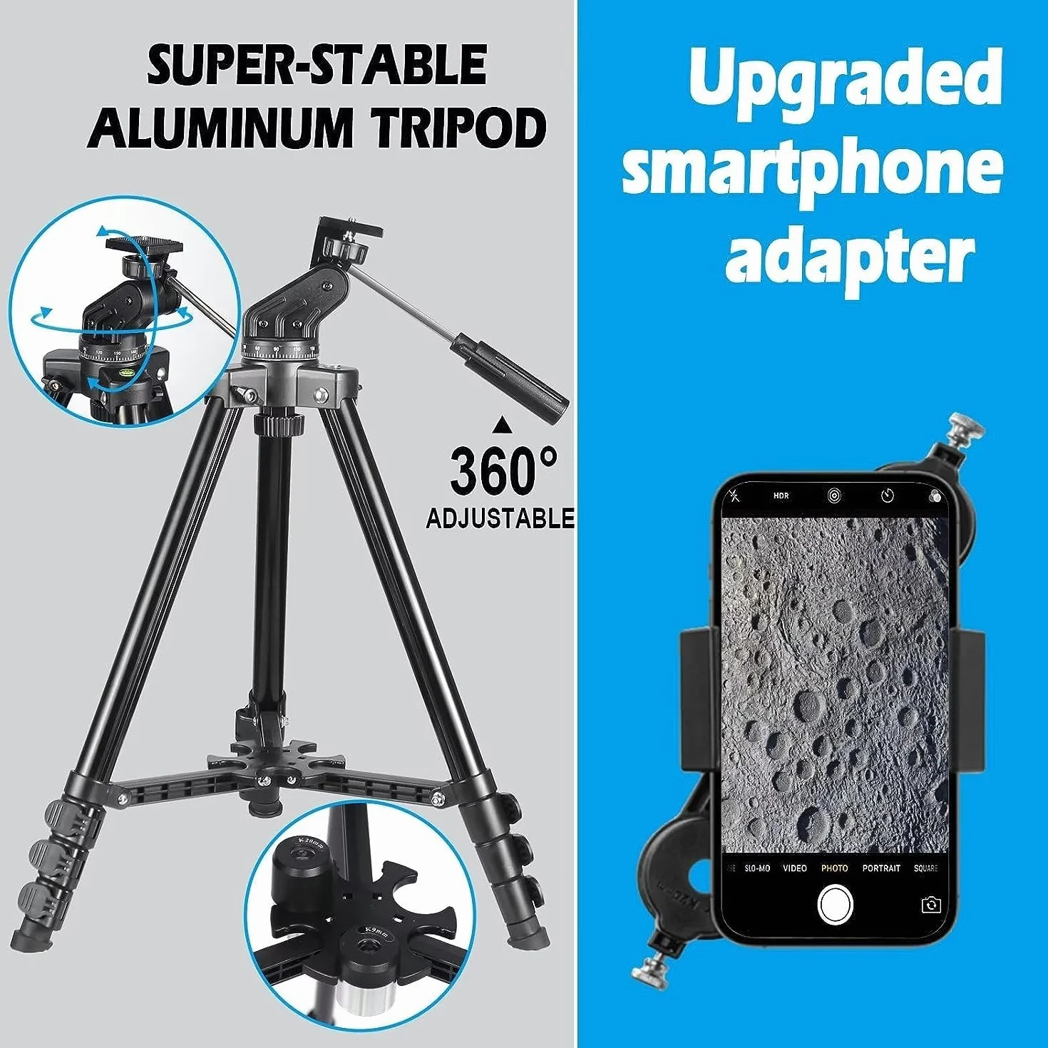 CELTICBIRD Telescopio para Adultos Principiantes en astronomía - Telescopio Refractor portátil astronómico Revestimientos de Alta transmisión Totalmente Multicapa Montaje AZ （80600）