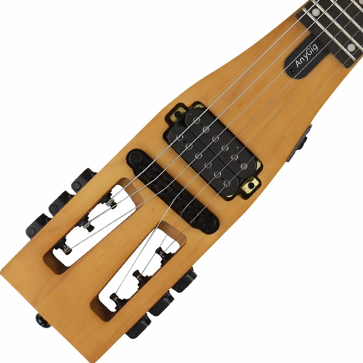 Guitarra eléctrica, edición mejorada, guitarra eléctrica portátil de viaje, color marrón mate, 6 cuerdas 010 ~ 046 24 trastes escala