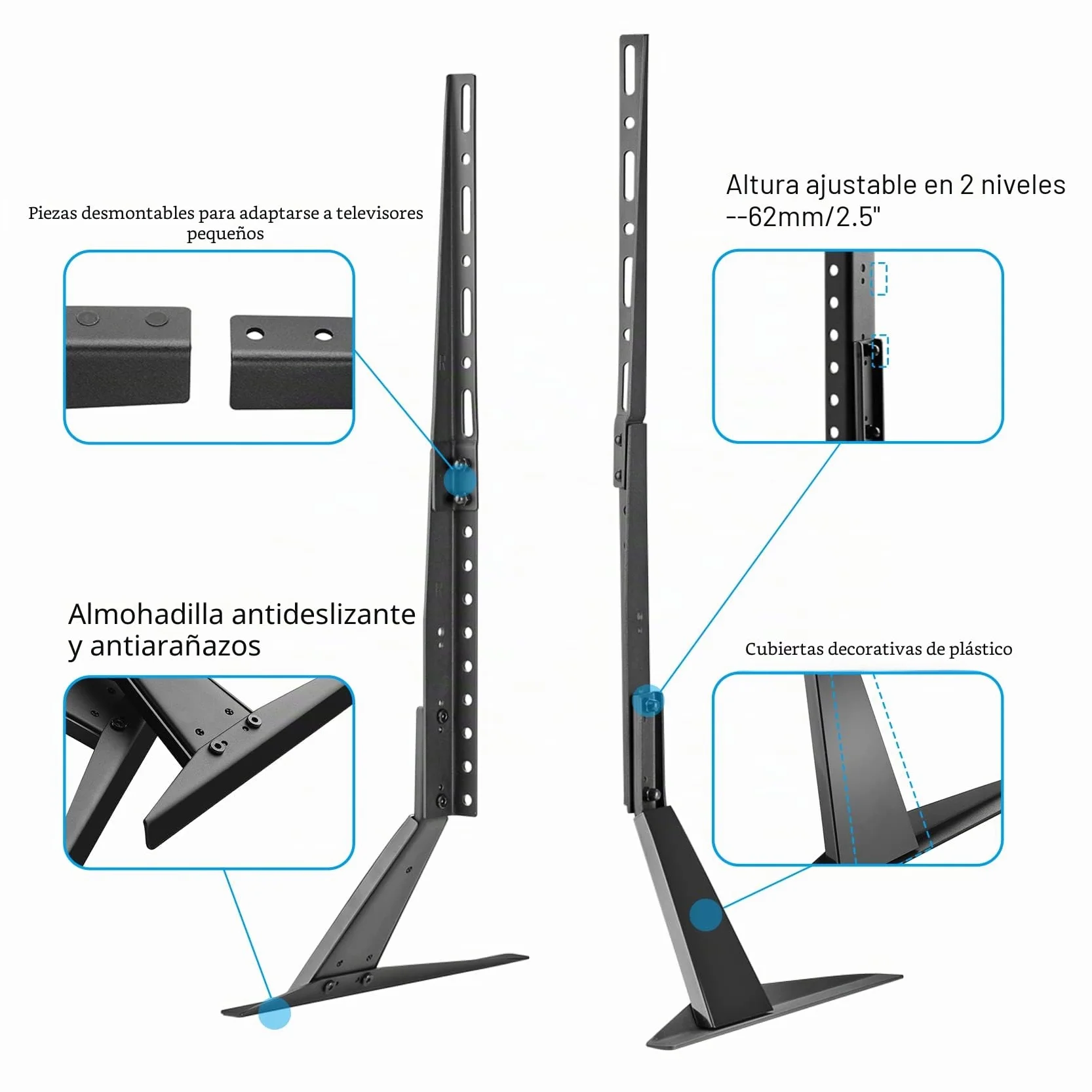 Suptek Soporte de Pie para TV 22-65" Universal Altura Ajustable 50kg VESA 800x400mm LED LCD Curvas