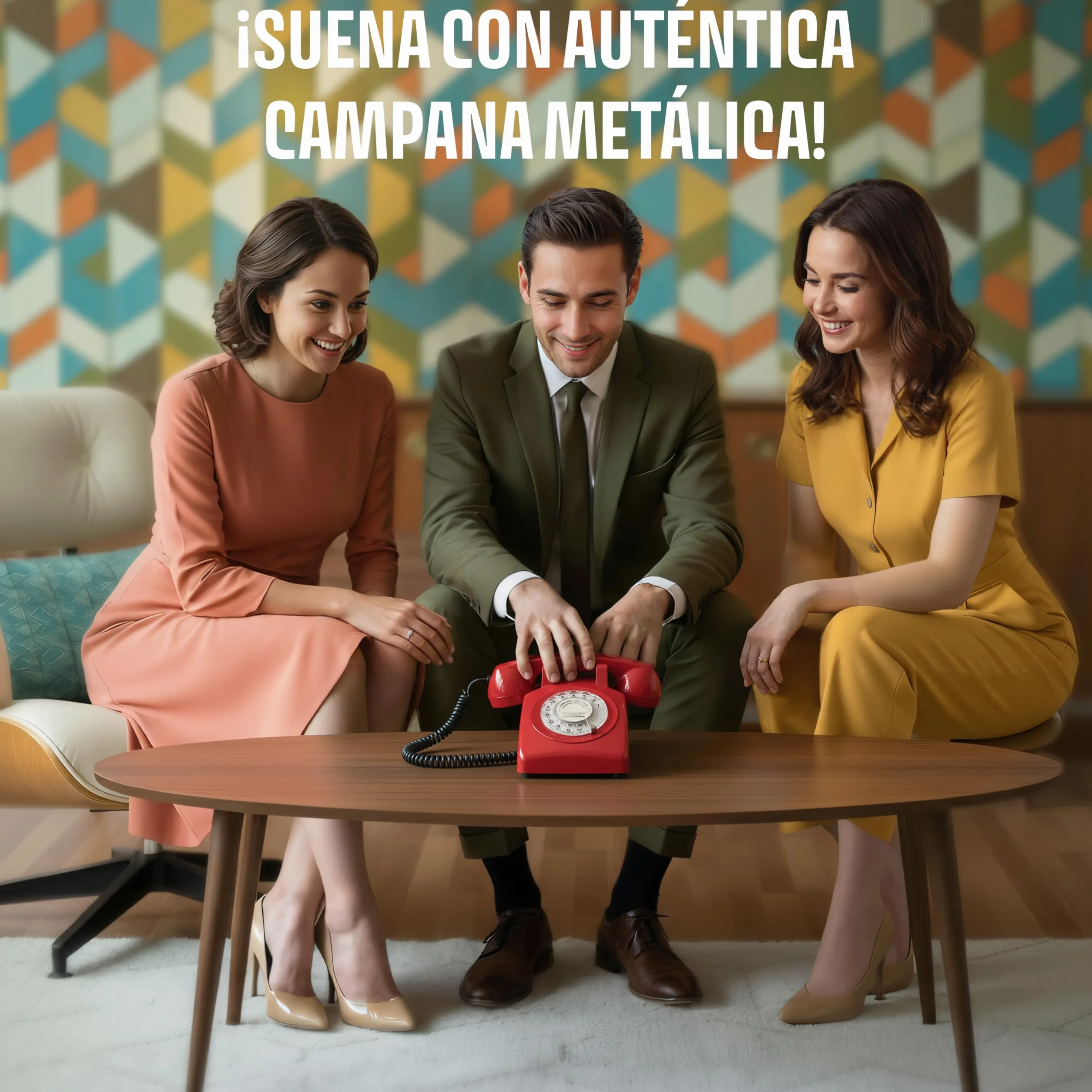 Opis Technology 60s Cable Teléfono Fijo Retro Vintage – Teléfono Antiguo de Disco con Campana Metálica, Cero Radiación y Estilo Clásico de los Años 60, Rojo