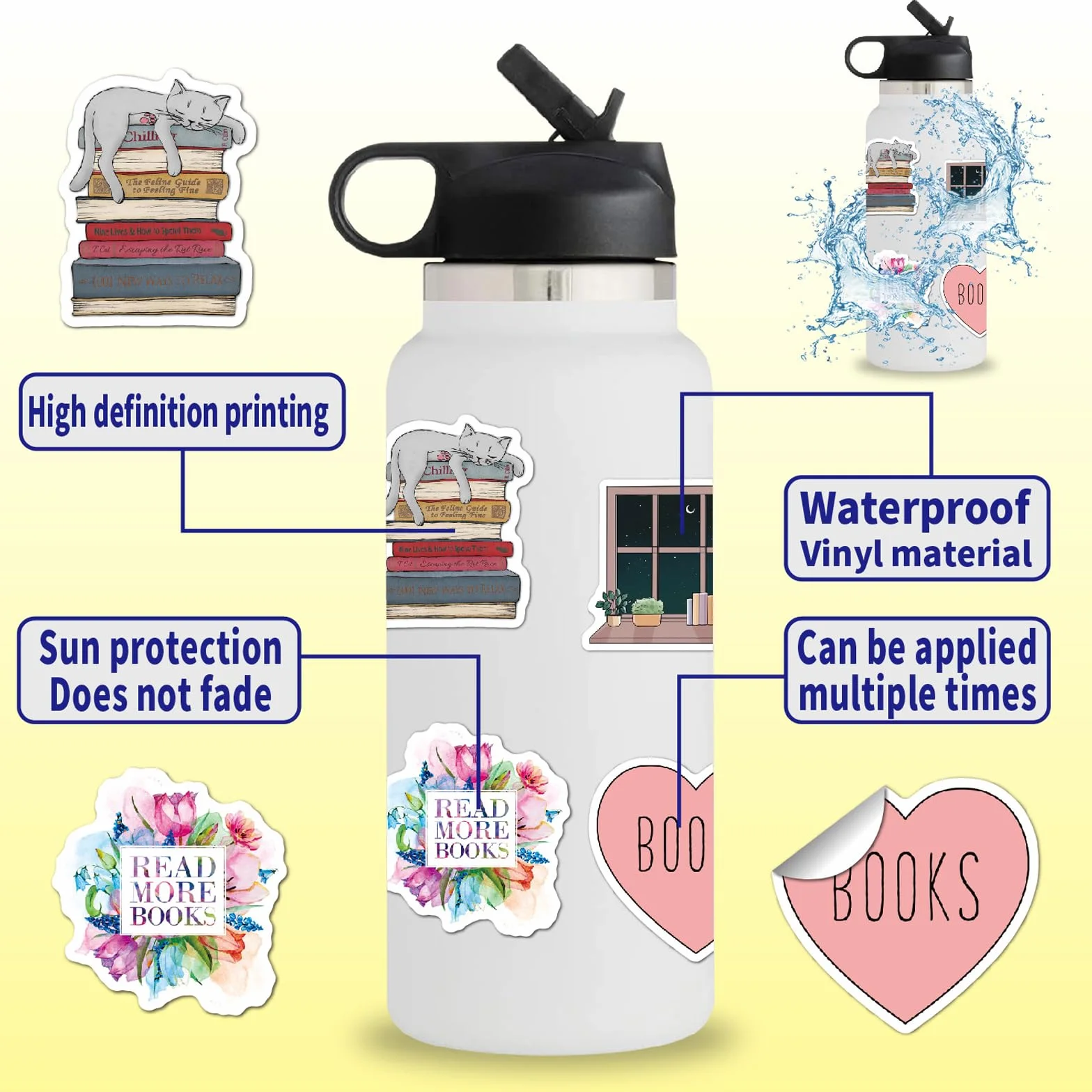 Hebterrka 150 pegatinas impermeables para libros Kindle adultos ordenadores portátiles teléfonos