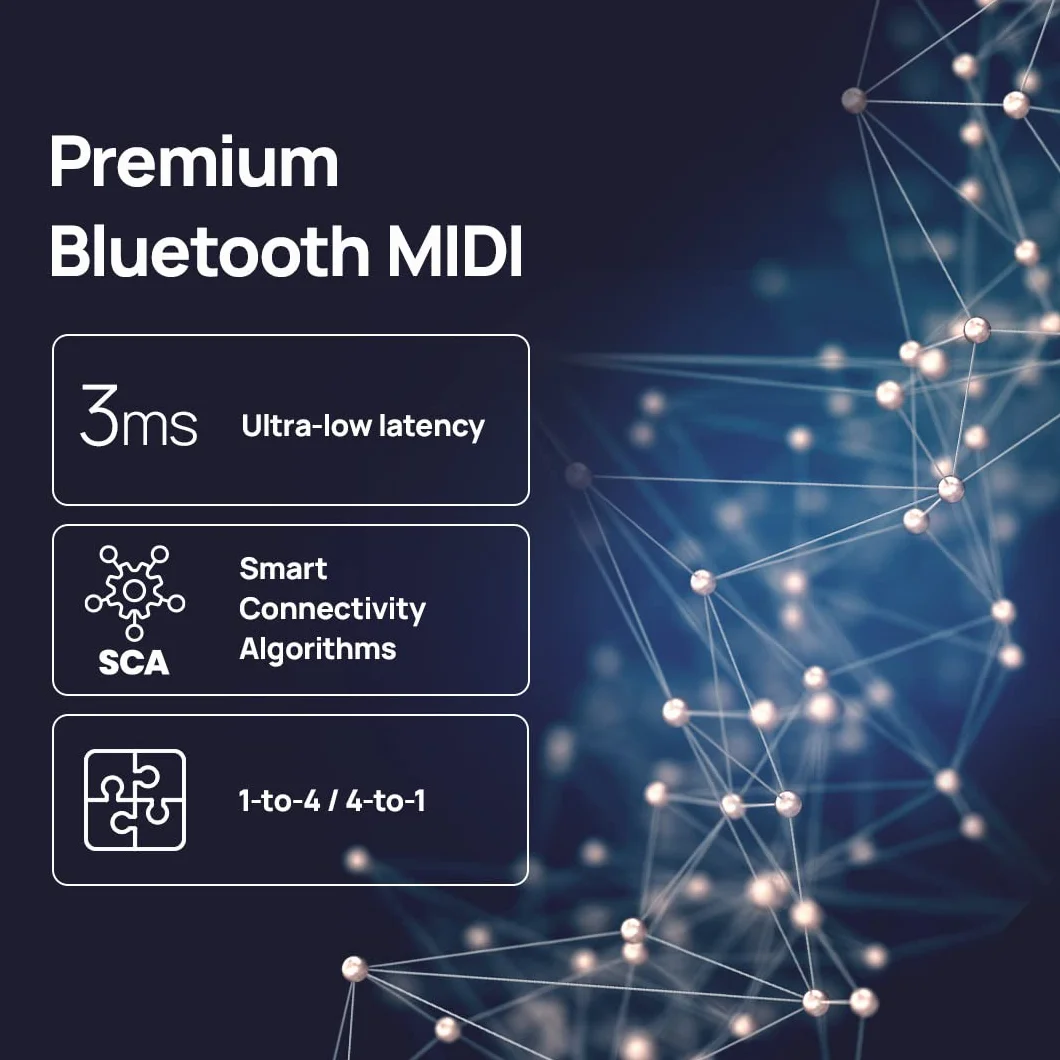 CME WIDI Thru6 BT – MIDI Thru 2 Entradas / 6 Salidas con DIN de 5 Pines y Bluetooth, Transmisión de Alta Velocidad para Todos los Mensajes MIDI