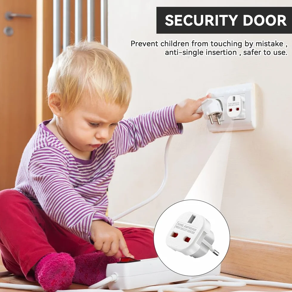UK to EU Plug Adapter, 6 Piezas Adaptador de Enchufe de UK a Enchufe Europeo, Adaptador Enchufe Ingles a Español,Adaptadors de Viaje U-k a UE/DE/FR/IT/ES (6PCS)