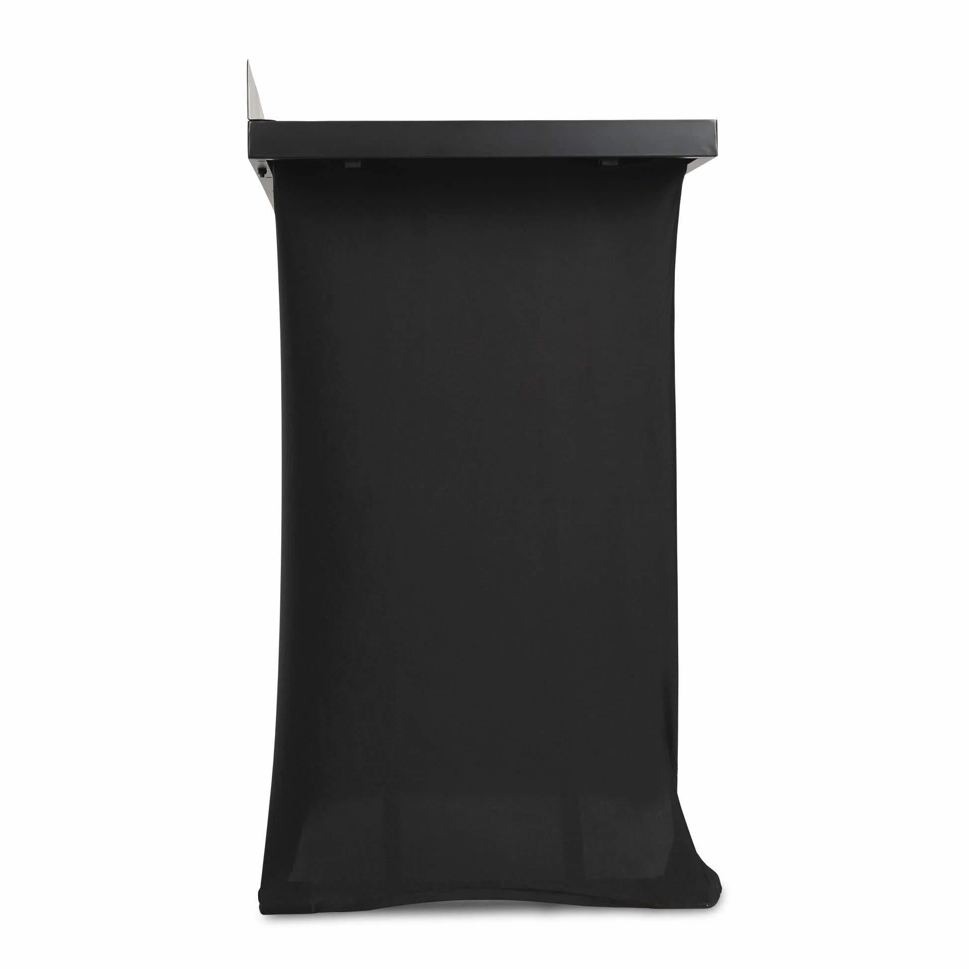Vonyx DBE100 – Cabina DJ Plegable de 1 m de Ancho con Altura Regulable 80-99,2 cm, Mesa DJ portátil de Aluminio Negro con Lycra Negra ignífuga y Bolsa Transporte para DJ móvil