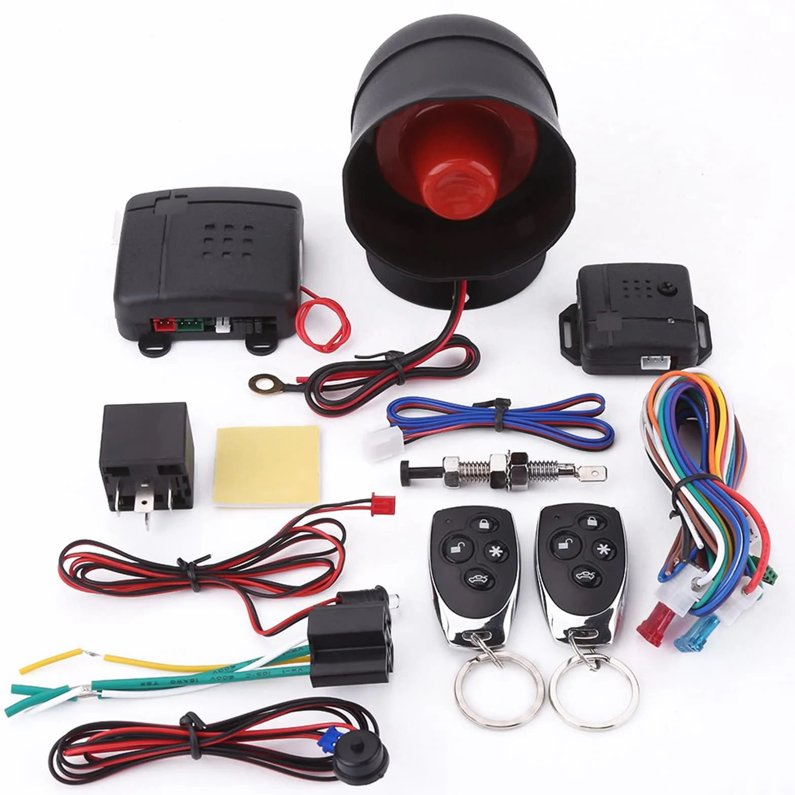 Sistema de Seguridad para Automóvil, Sistema de Protección de Seguridad de Alarma de Automóvil Universal Entrada Sin Llave con 2 Controles Remotos Sirena