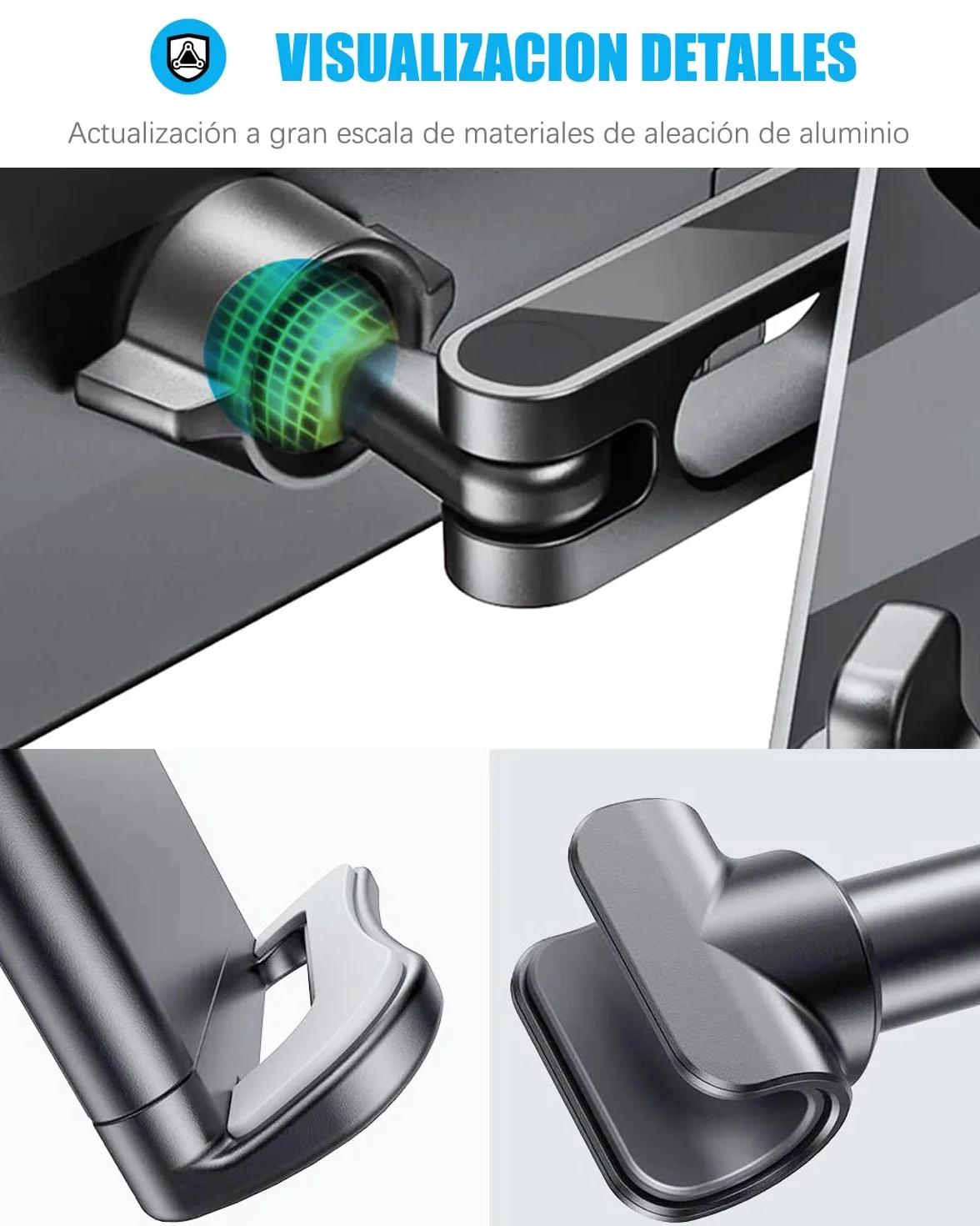 Soporte Tablet Coche,Soporte Reposacabezas Asiento Trasero para automóvil 360°Rotación Soporte de Montaje Extensible para iPad Air Mini 2 3 4,Pad 2018 Pro 9.7,10.5, Tableta de 4.4-13.6 Pulgada