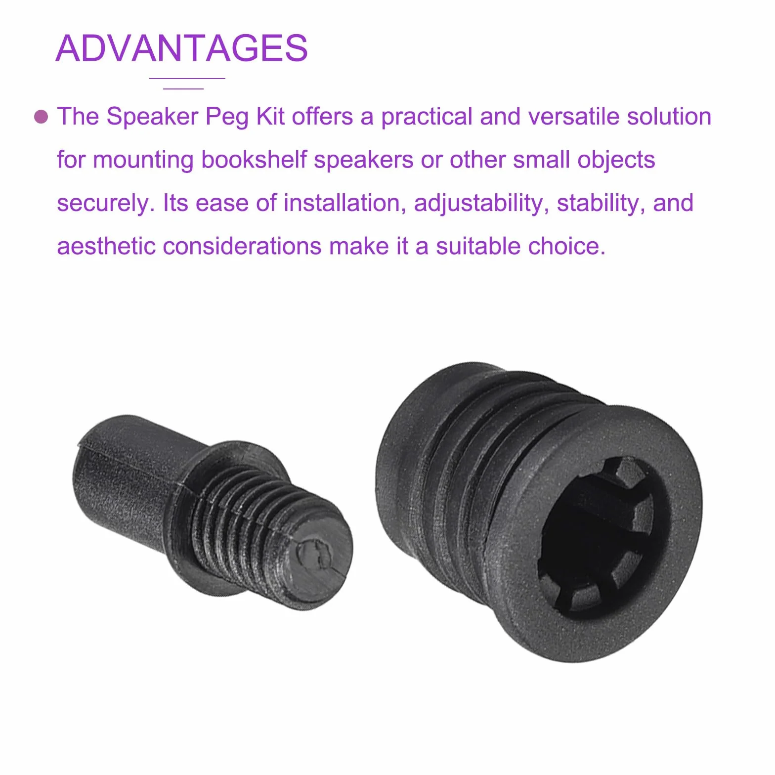 Kit de Clavijas Pequeñas para Altavoces Duraderas, [para Altavoces Pequeños, Cajas de Estantería] - Dia 5.6mm/Negro/8 Juego
