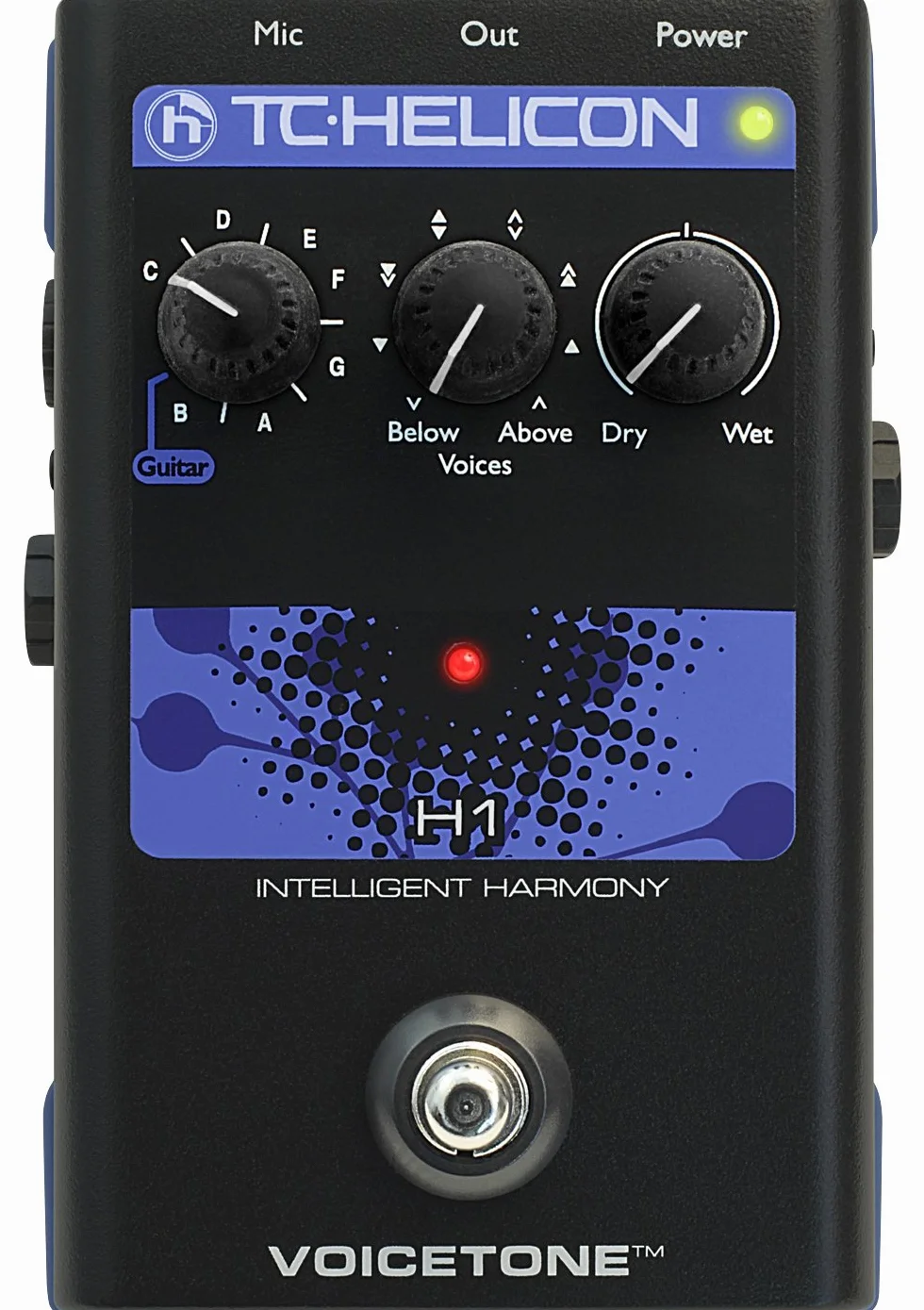 TC Helicon VOICETONE H1 Stompbox de un solo botón para armonía vocal controlada por guitarra realista