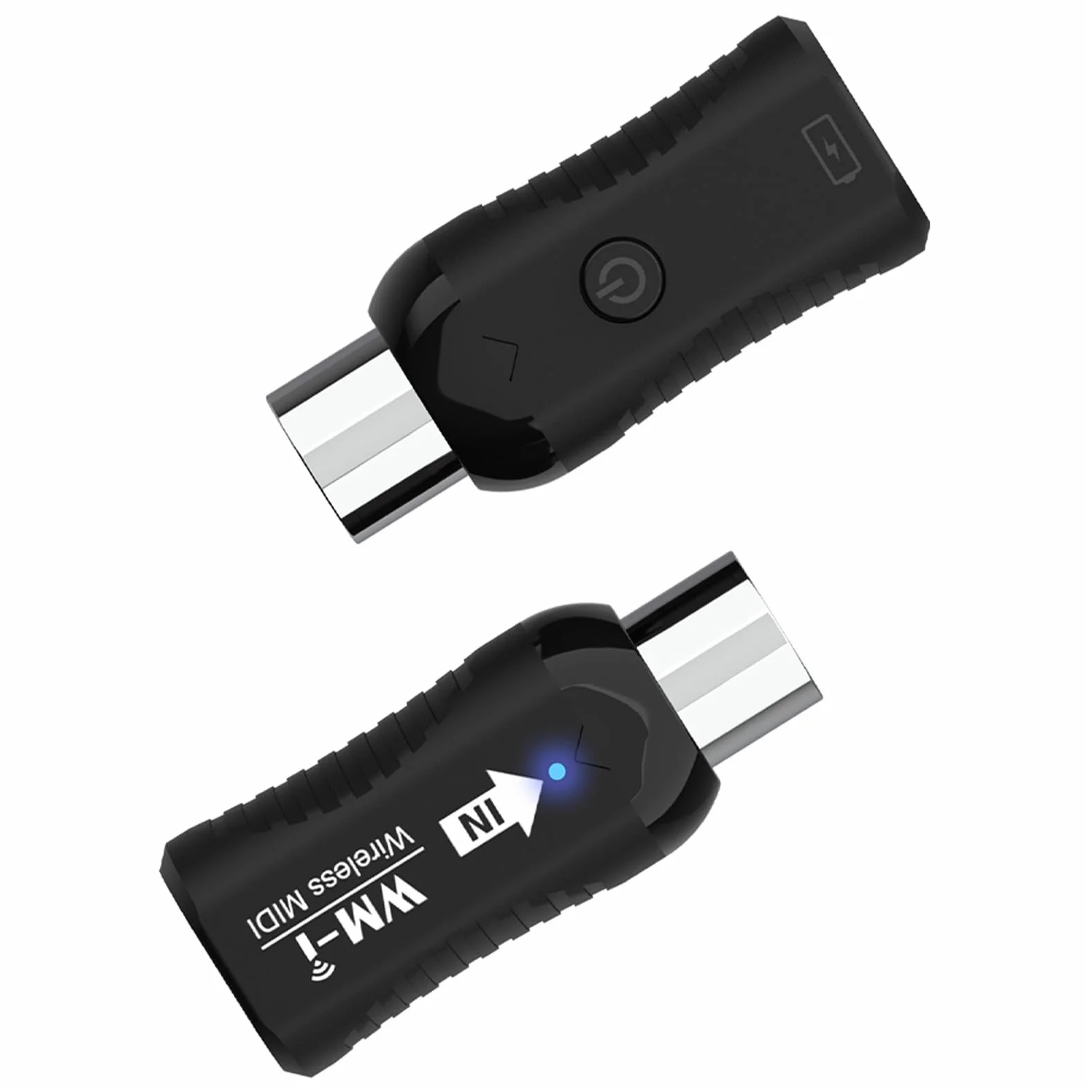 Kavolet Adaptador MIDI inalámbrico, transmisor/receptor de audio recargable, 2,4 GHz, latencia ultra baja, conector MIDI portátil integrado para instrumentos de viento, guitarra, teclado