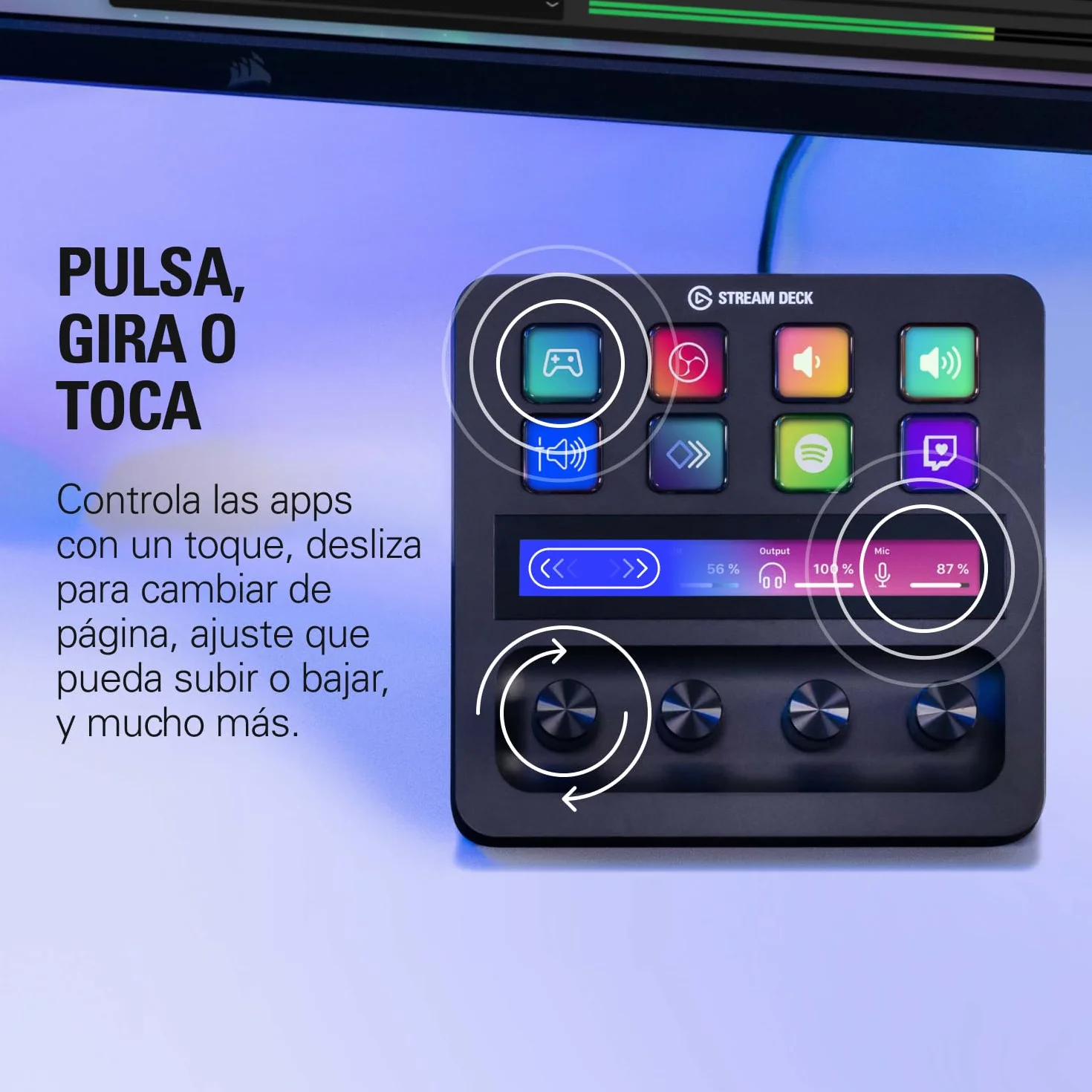 Elgato Stream Deck + XLR - Mezclador de Audio y Controlador, Interfaz de micrófono XLR a USB Trasera, Compatible con Cualquier micrófono XLR para podcasting, Streaming, diales y Teclas LCD, PC/Mac