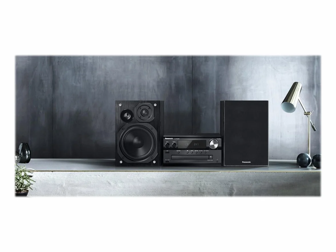 Panasonic SC-PMX90 Microcadena Hi-Fi con Altavoces de Bambú, 14 cm Woofer, Bluetooth, Radio FM, Negro