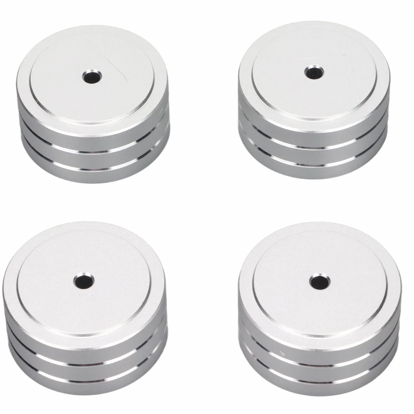 Pie de Soporte de Punta de Aislamiento de Altavoz, 4 Piezas 40x20 Mm Almohadilla de Pie de Aislamiento de Altavoz de Aluminio, Pie de Aislamiento de Tocadiscos HiFi de Goma Antideslizante, para(Plata)