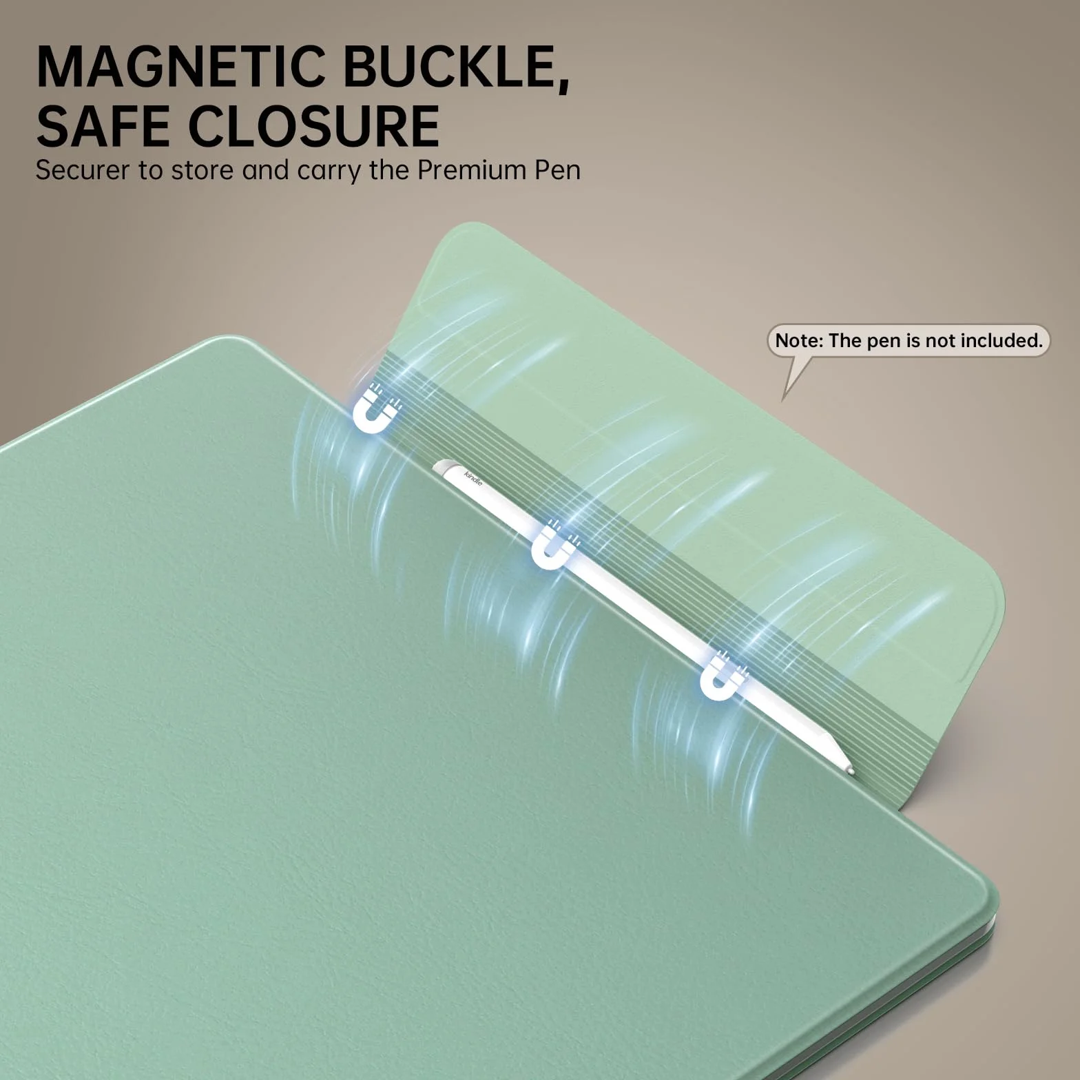 MoKo Funda Magnética para Kindle Scribe 11" (3ª Generación) y Kindle Scribe Colorsoft (1ª Generación), Funda de Folio Premium de PU con Cierre de lápiz y Auto Sueño/Estela, Agave Verde
