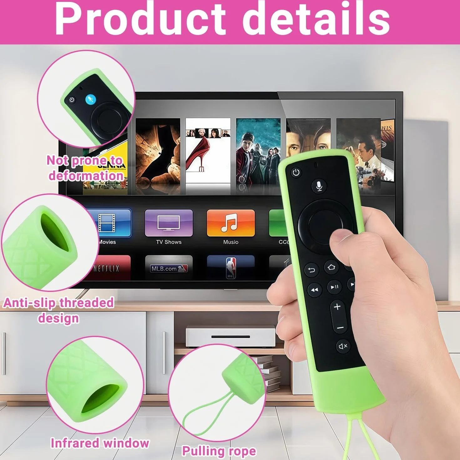 Funda Protectora De Control Remoto De TV De 3 Piezas, Silicona Luminosa con Cordón, Universal Anticaídas Y Antideslizantes