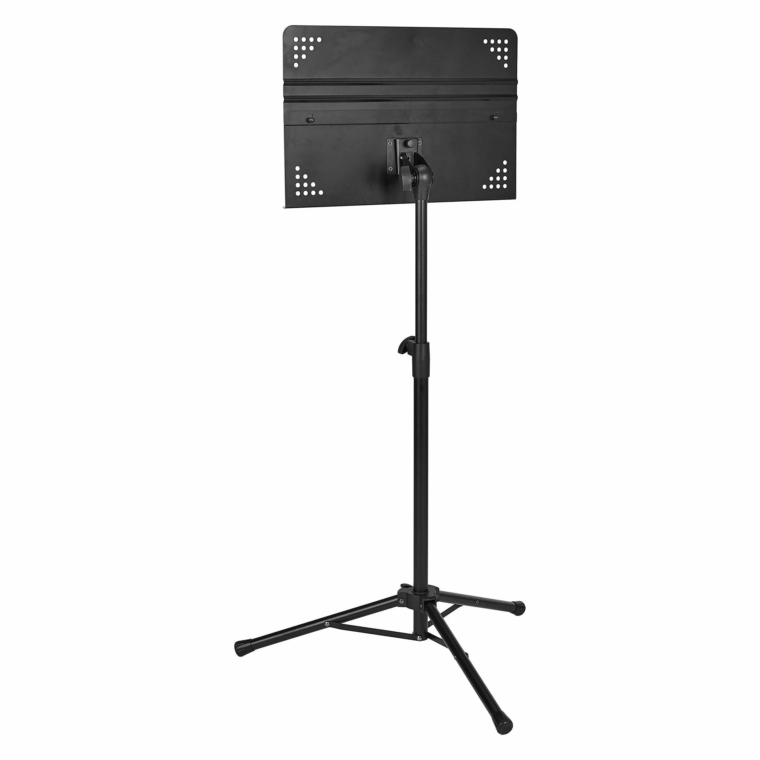 Amazon Basics Pupitre de Partituras de Orquesta Plegable Profesional, Altura Ajustable de 79.7 a 139.9 cm, Uso de Pie y Sentado, Base de Trípode, Compacto y Transportable - Negro