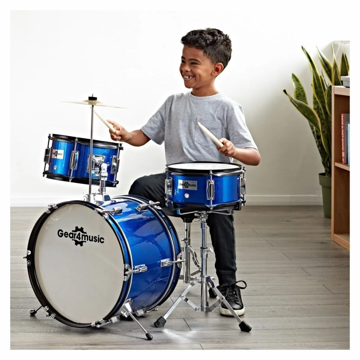 Kit de batería infantil acústica de 3 piezas para niños de 5 a 10 años con platillo Bass Tom de Snare Gear4music
