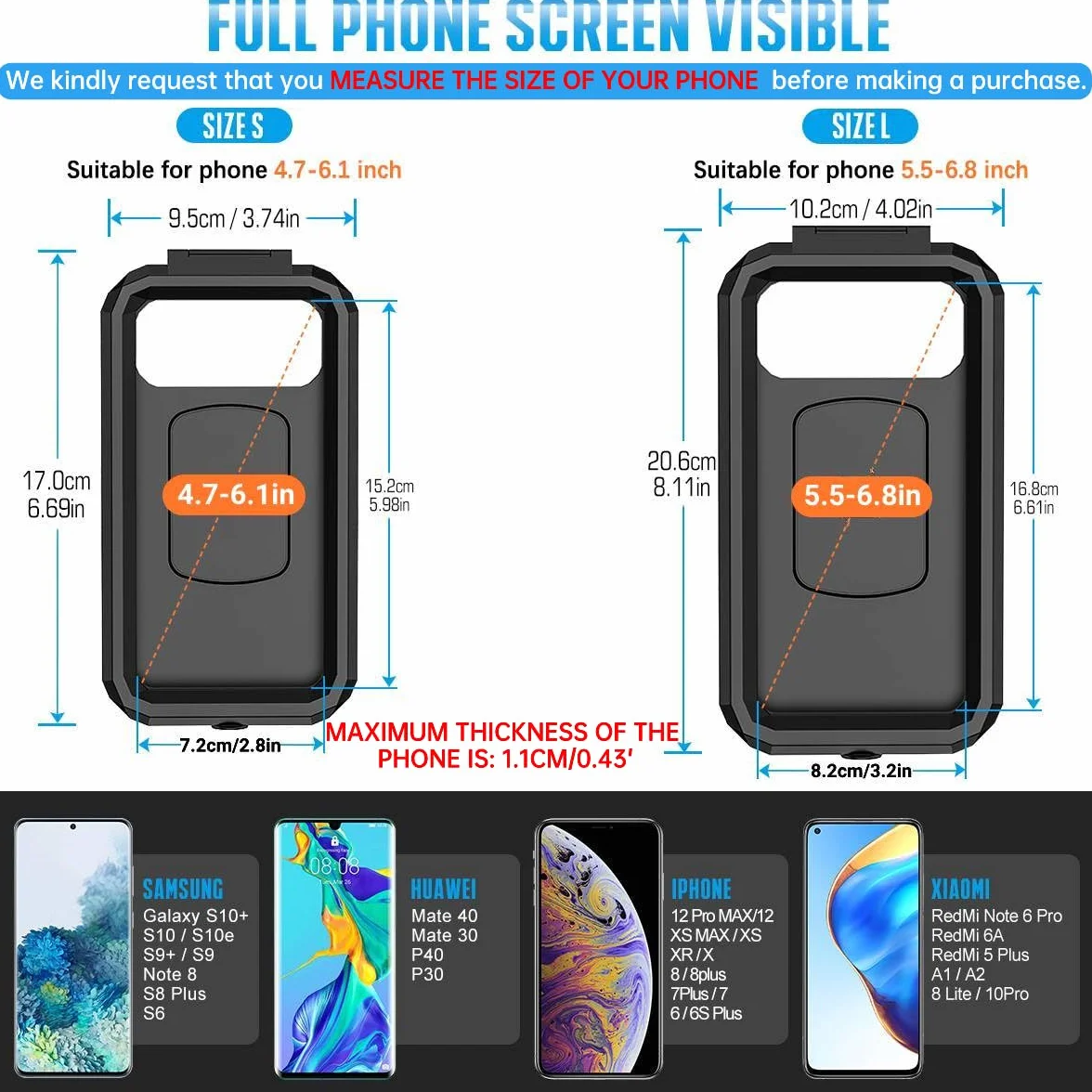 Soporte Móvil Bicicleta Impermeable 360° Anti Vibración para Smartphone 5.5-6.8"