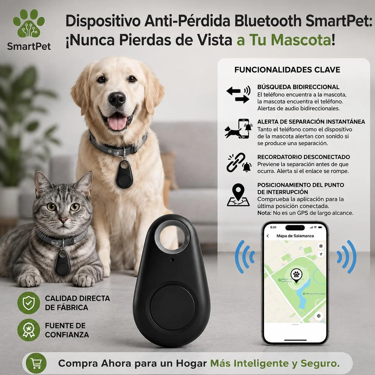 Rastreador Bluetooth Android, Tag Localizador de Llaves, Moto Tag Perros Gatos, Llavero Maleta, Alarma Antirrobo, Sin Suscripción