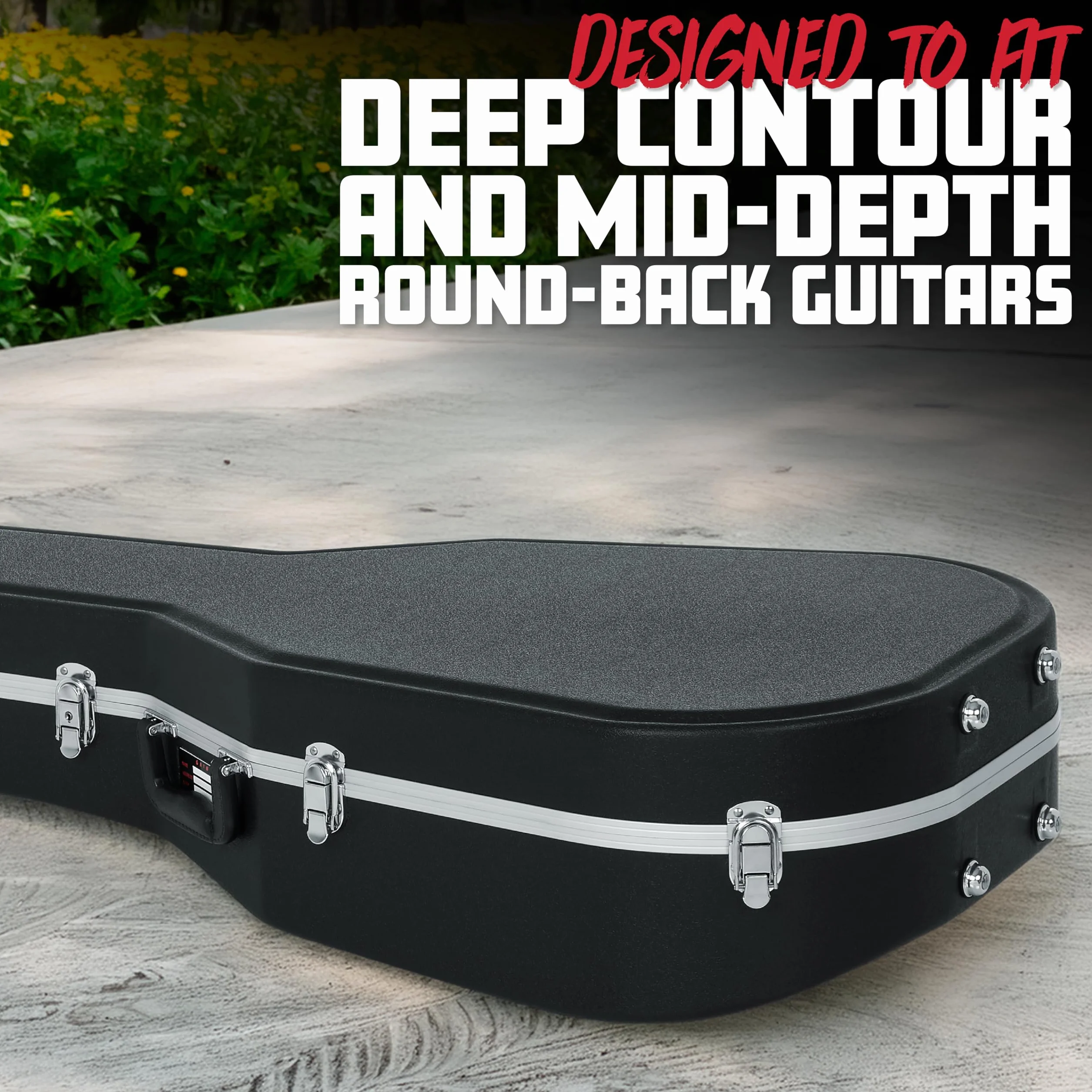GATOR CASES Deluxe - Funda Moldeada de ABS para Guitarras acústicas; se Adapta a Guitarras acústicas de Contorno Profundo Estilo Ovation (GC-Deep Bowl)