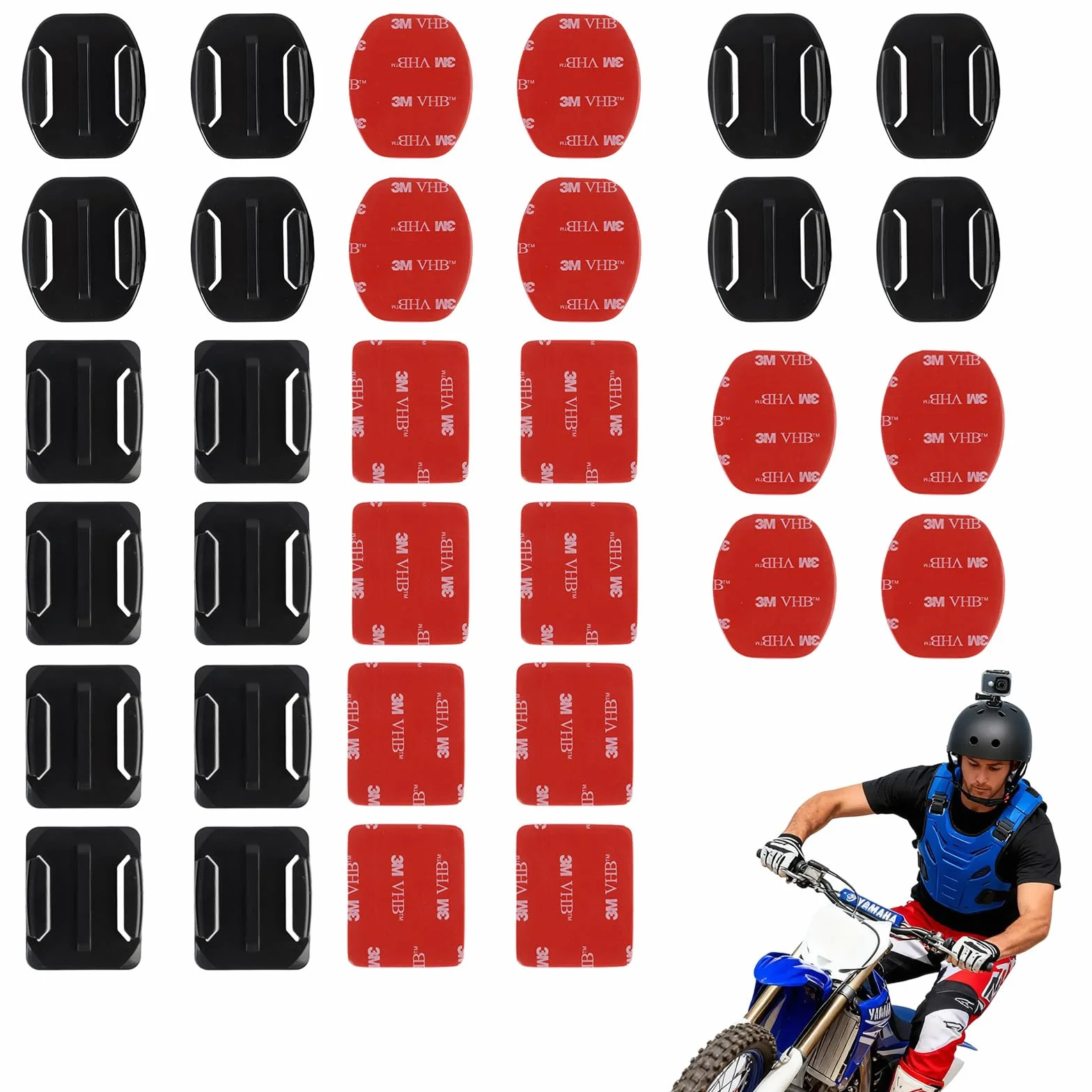 Compatibilidad Soportes Adhesivos para,32 Pegatinas Planas Y Curvas con Adhesivo, Compatibles con Hero 13/12/11/10/9/8/7/6/5/4/3, para Casco Y Deportes De Acción, Accesorios Camara Deportiva