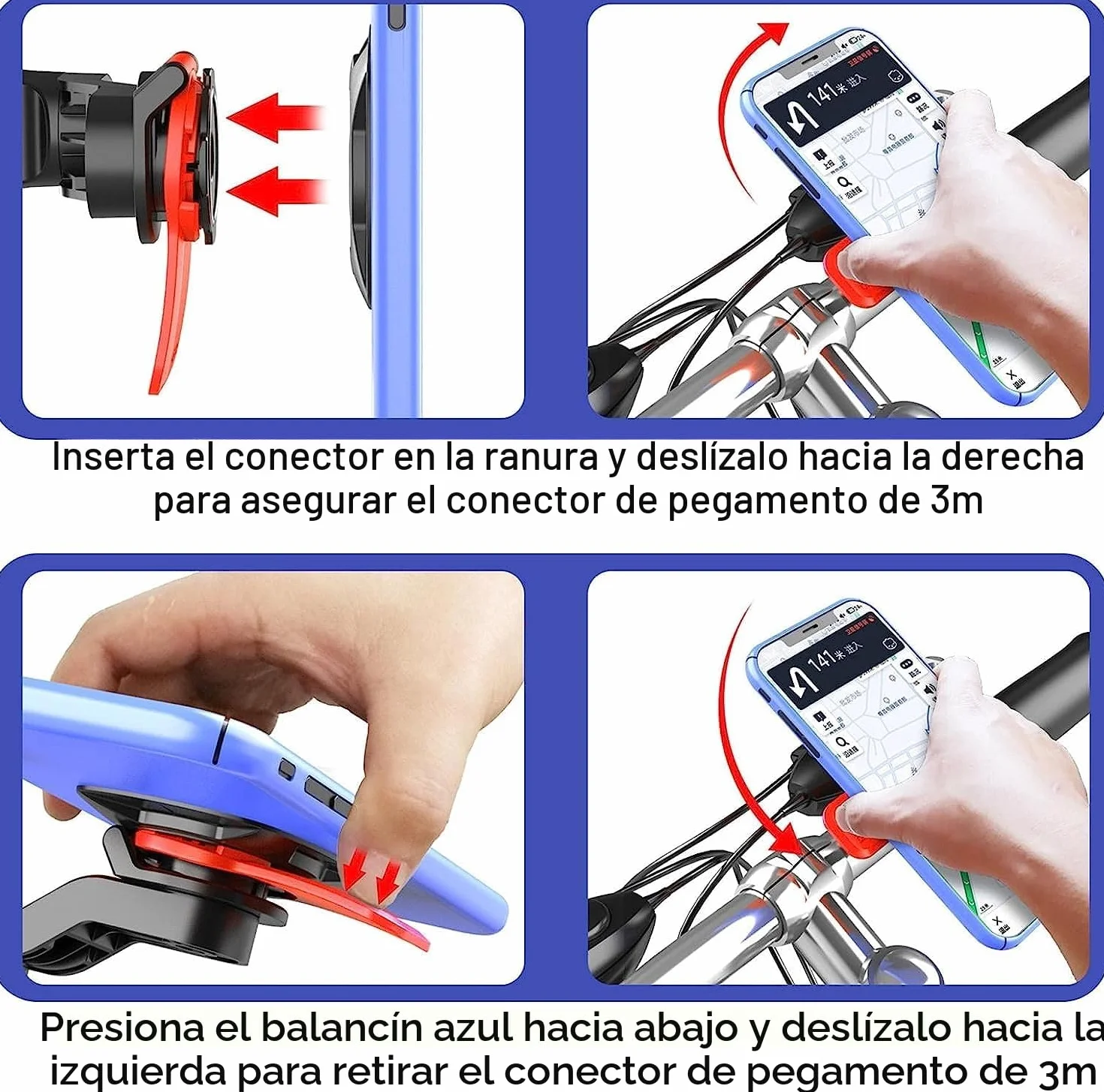 Taomeng Soporte universal para manillar de moto y bicicleta, giratorio 360° para teléfono MTB
