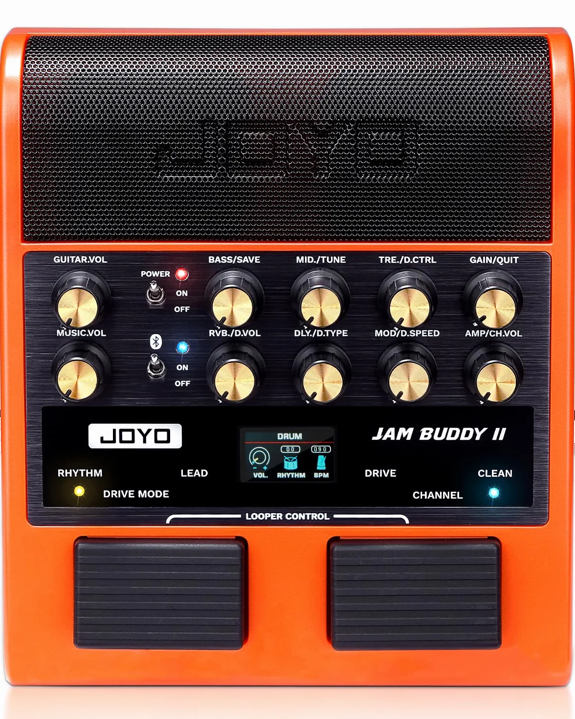 JOYO - Amplificador de entrenamiento de guitarra portátil de 10 W con pedal multiefecto, grabación OTG, Bluetooth, 14 modelos de amplificador, ecualizador de 3 bandas, 36 ritmos y Looper (Jam Buddy II