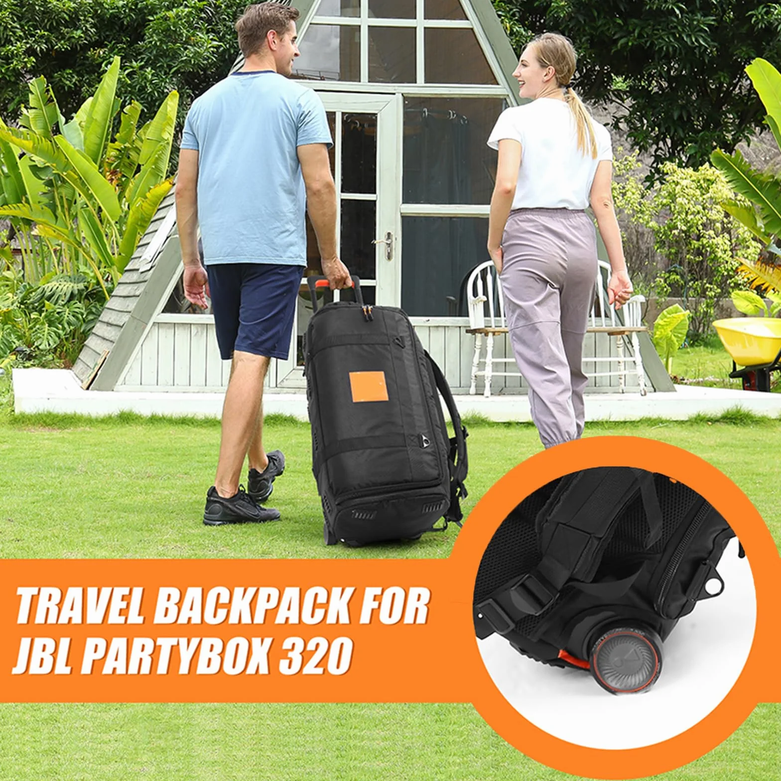 Funda de viaje portátil para altavoz JBL PartyBox Stage 320, bolsa de almacenamiento para altavoces al aire libre (negro)
