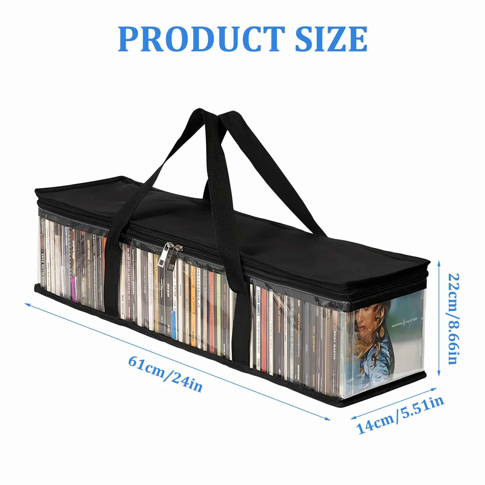 Fundas de Almacenamiento Portátil para CD, Bolsa de Almacenamiento Transparent para DVD, Sac de Transport Plástico con Asas, Pochettes de Rangement Resistente al Agua para Álbumes Libros (4)