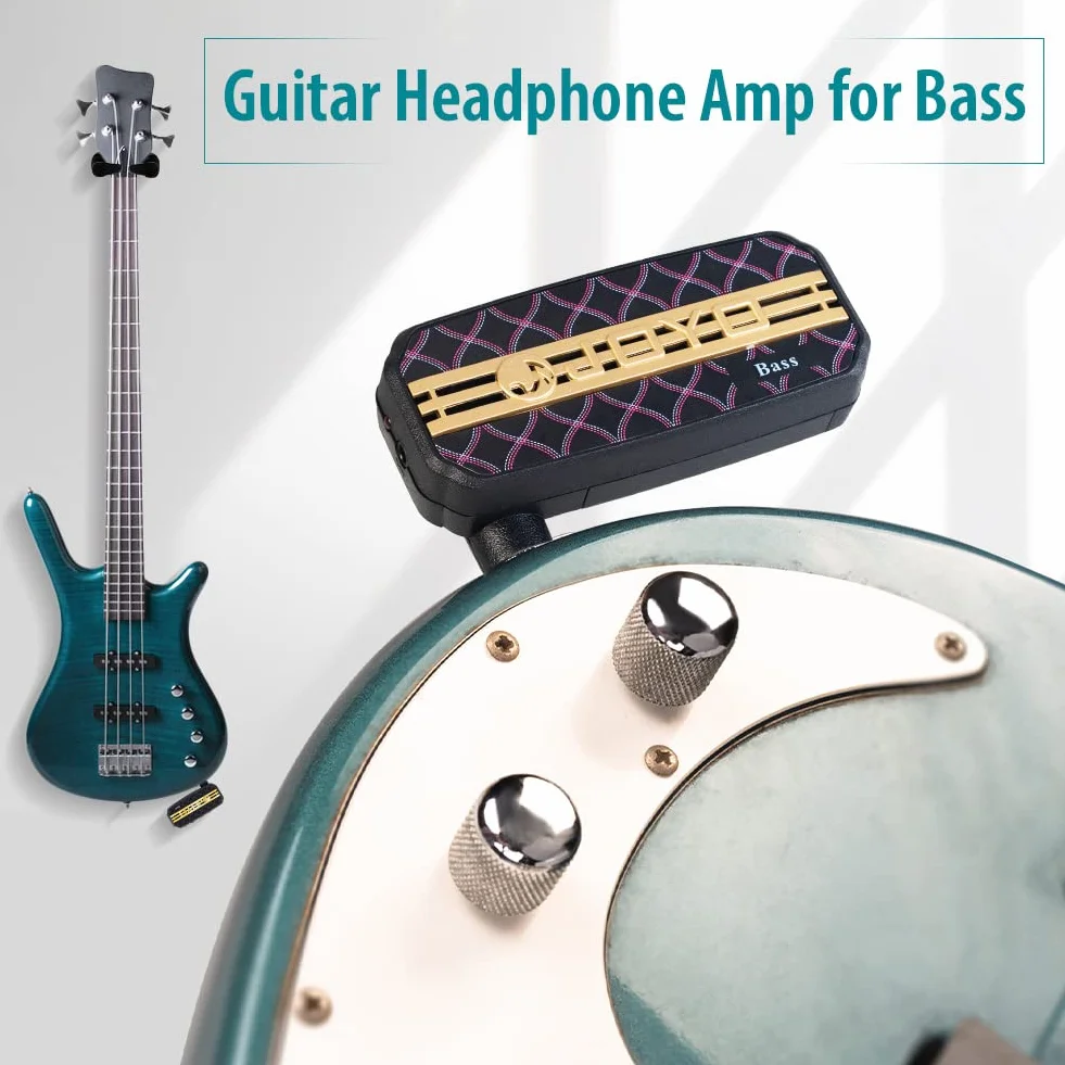 JOYO Amplificador de bolsillo para auriculares para bajo y guitarra, mini amplificador de práctica con entrada auxiliar (JA-03B)