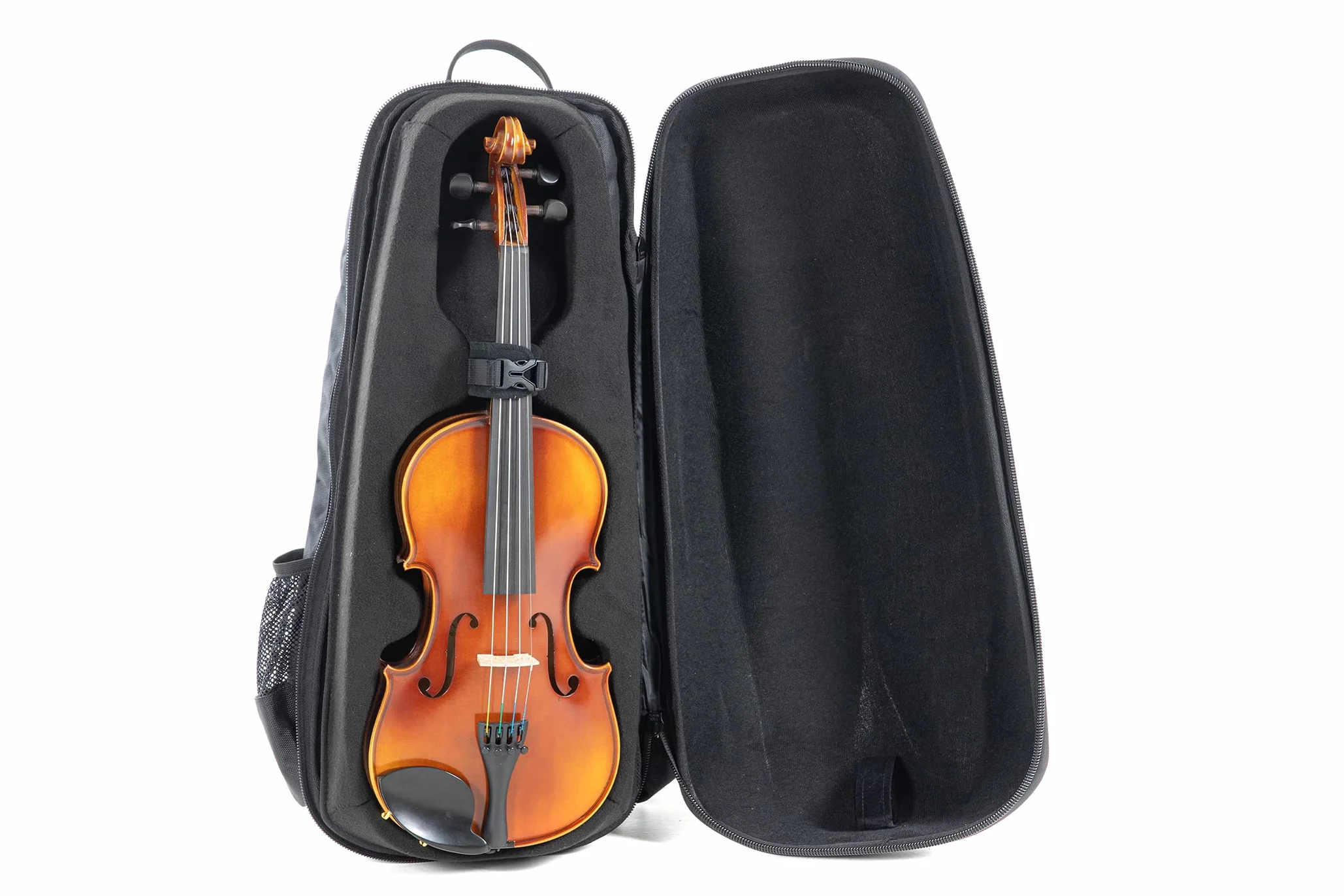 GEWA Space Bag Titanium con estuche para arco - Estuche/mochila para violín de 4/4-3/4 - Tapa exterior de policarbonato - Parte trasera ergonómica - Compartimentos para accesorios