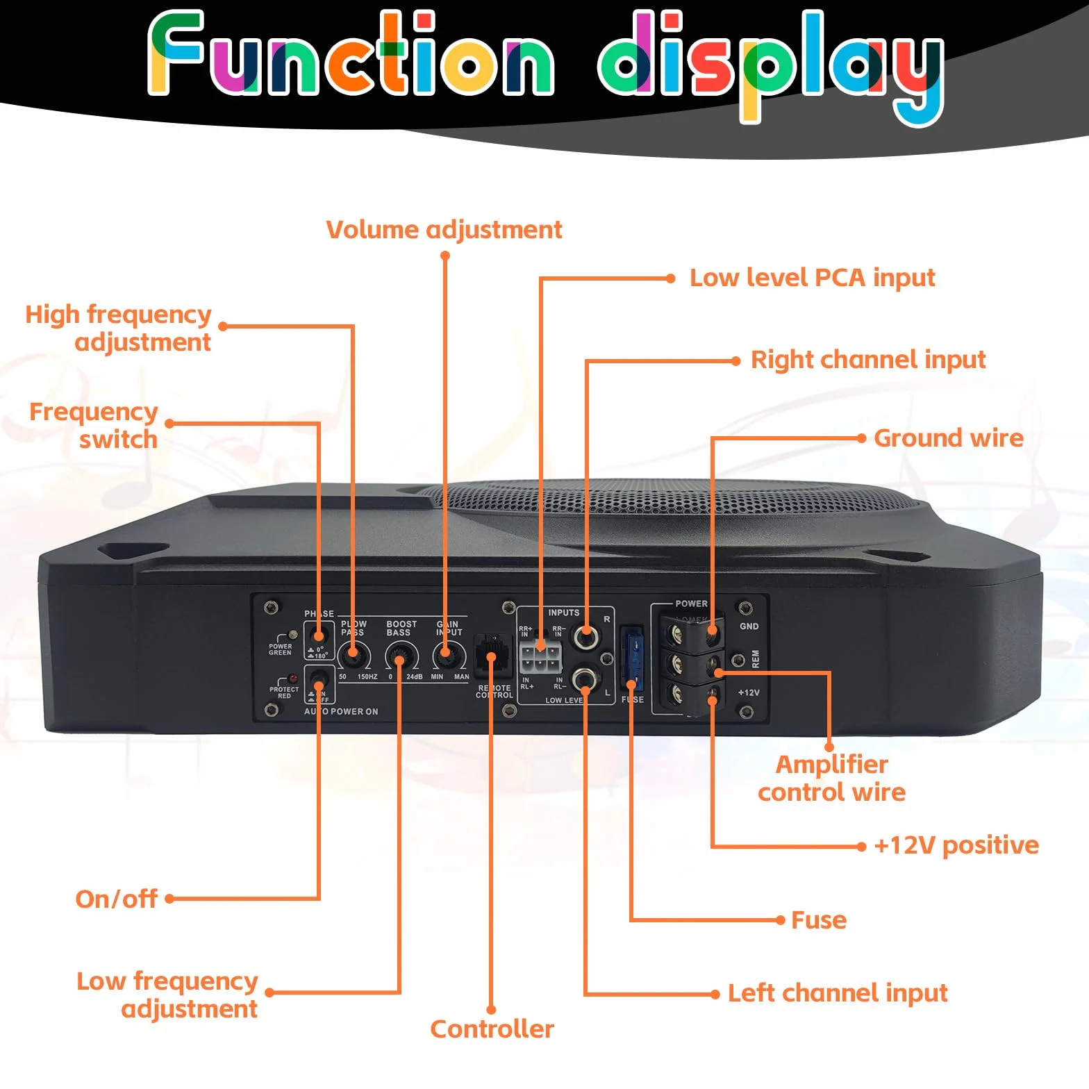 Subwoofer Activo 10 Pulgadas 800 W Autoamplificado Debajo del Asiento Cerrado Alto Rendimiento