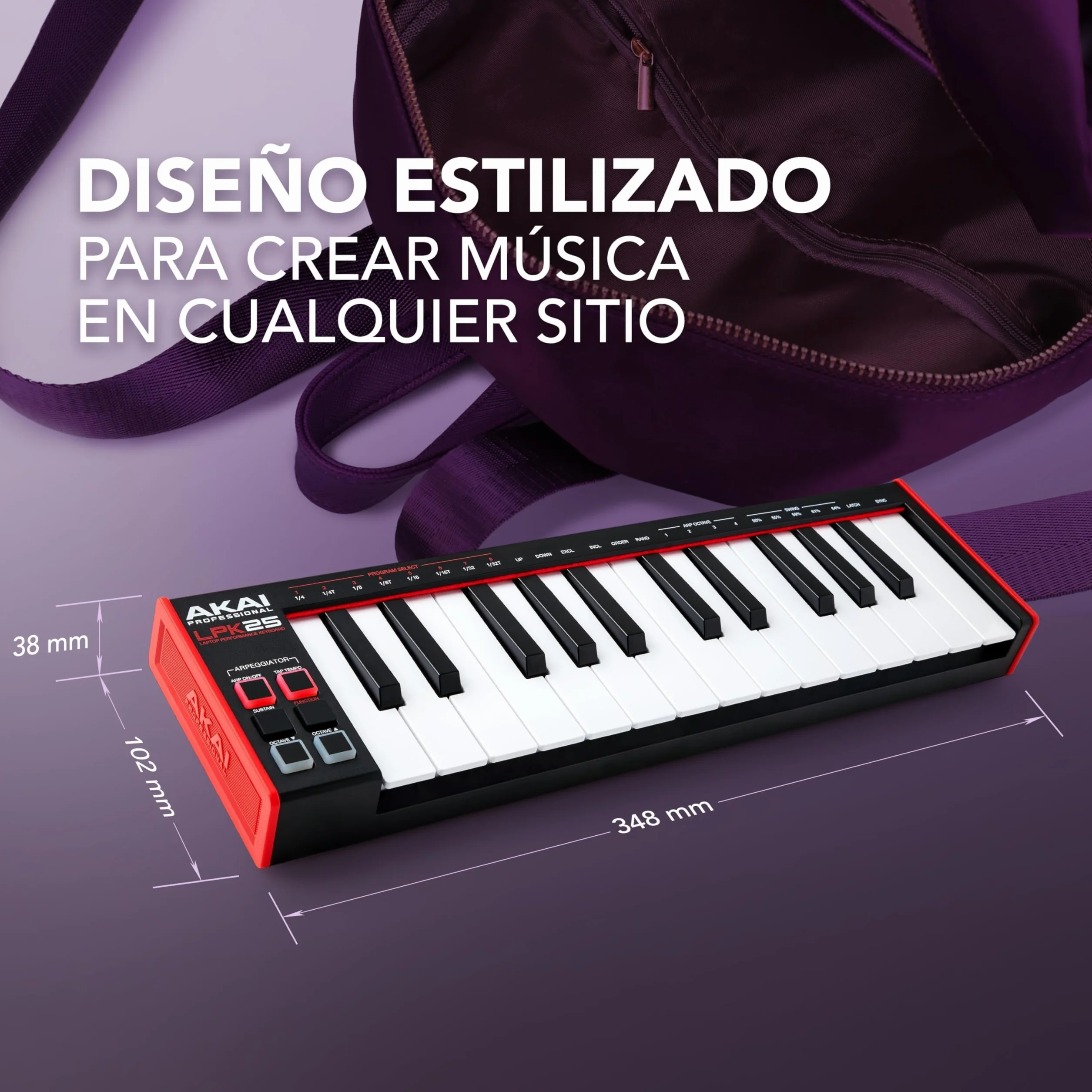 Akai Professional LPK25 MKII - Teclado Controlador MIDI USB con 25 Teclas de Sinte Sensibles para Mac y PC, Arpegiador y Software de Producción Musical