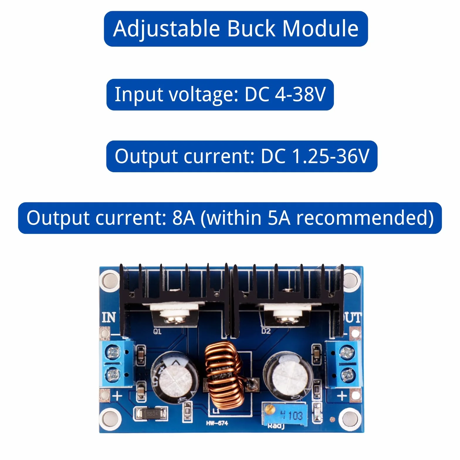 DC-DC paso abajo Buck Converter 5V 9V 12V 24V 8A módulo de control de voltaje fuente de alimentación compatible con Arduino LED controladores ventiladores motor módulo de alimentación