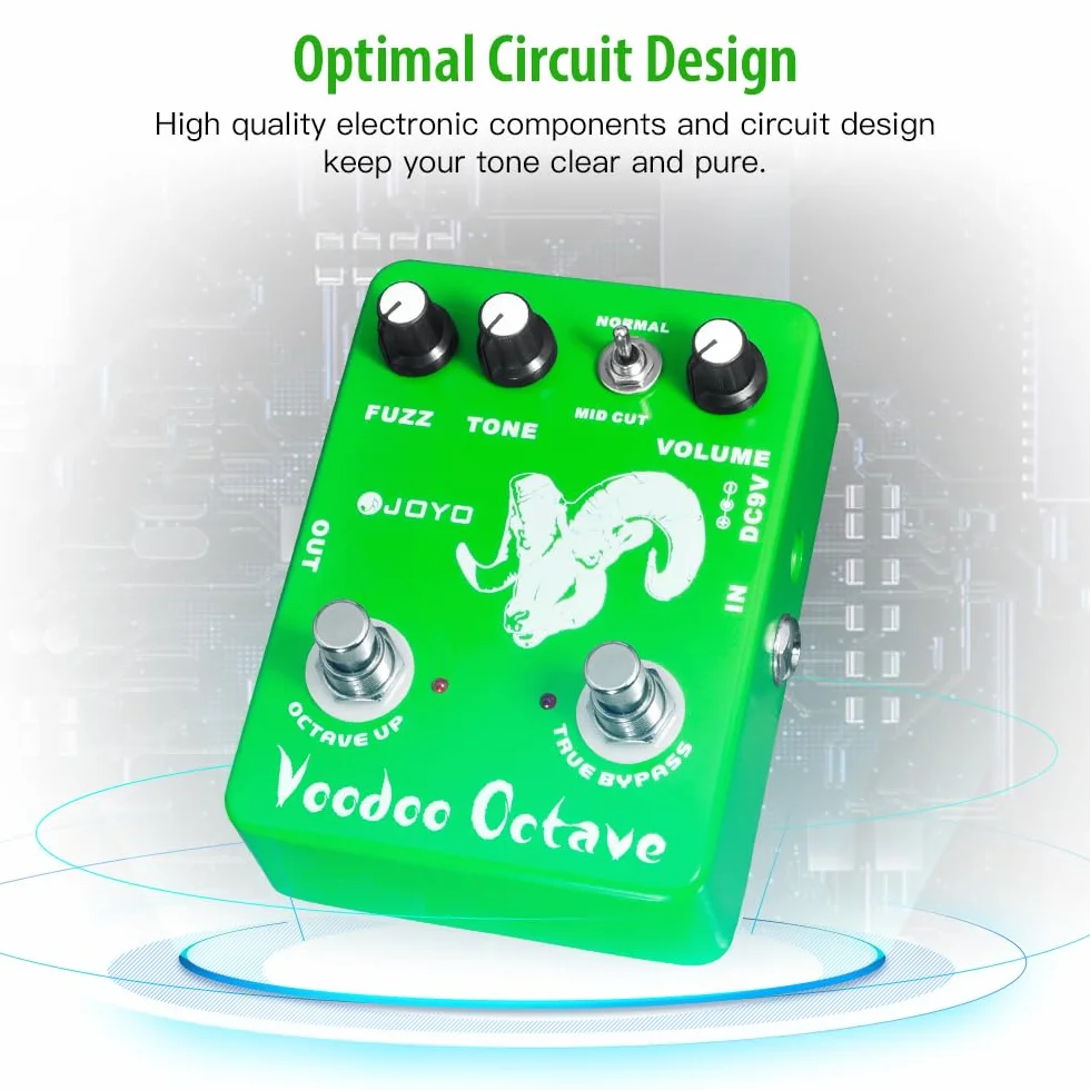 JOYO Octave Fuzz Pedal Germanio Fuzz Efecto Rock de los 60 con "Mid-cut" para Guitarra Eléctrica - True Bypass (Voodoo Fuzz JF-12)