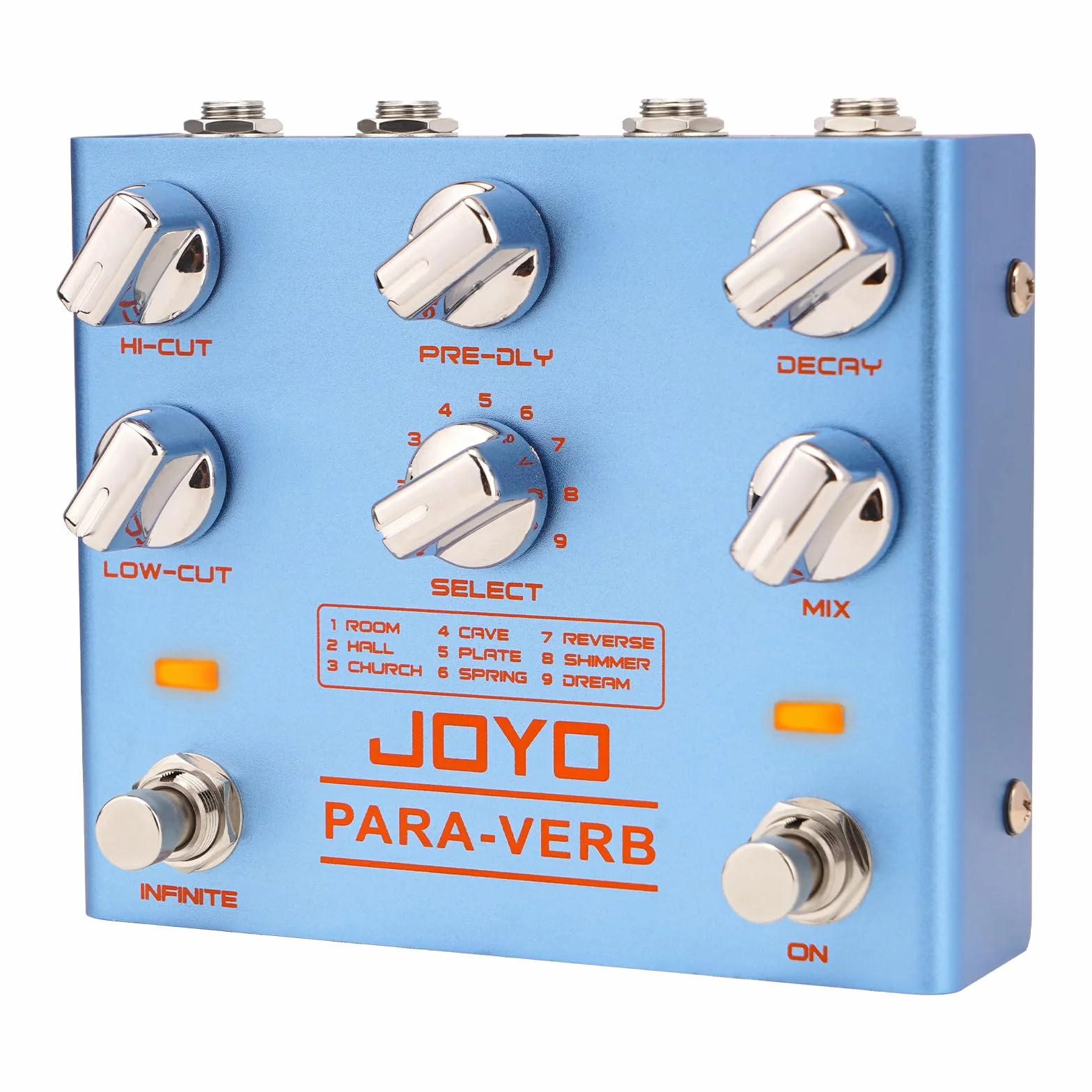 Pedal de reverberación JOYO Pedal digital estéreo para guitarra con 9 efectos de reverberación Funciones infinitas y de cola para guitarra eléctrica - True Bypass (PARA-VERB R-31)