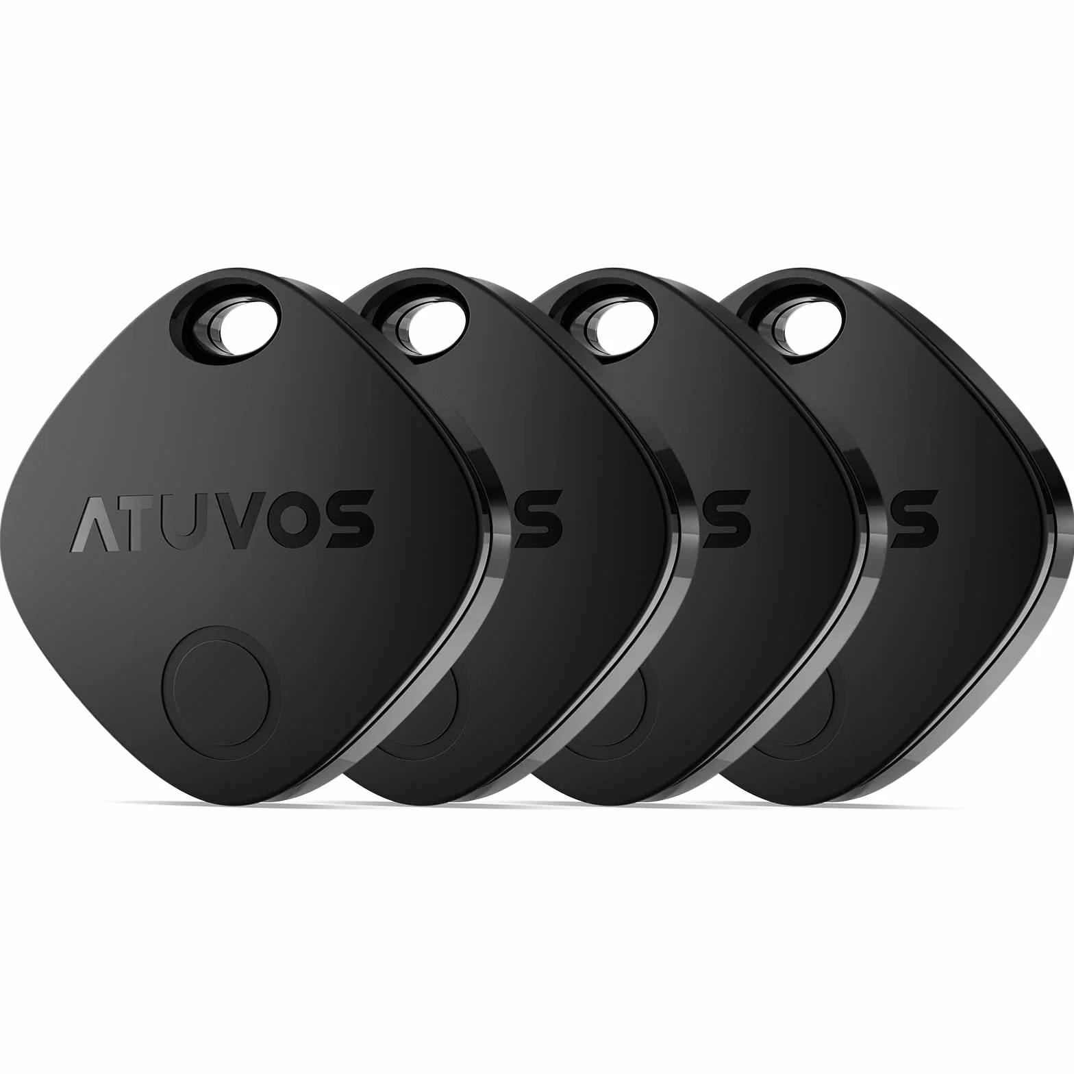 ATUVOS Air Tag Smart Tracker 4 Pack Negro, Buscador de Objetos Bluetooth, Localizador para Llaves, Maletas, Batería Reemplazable