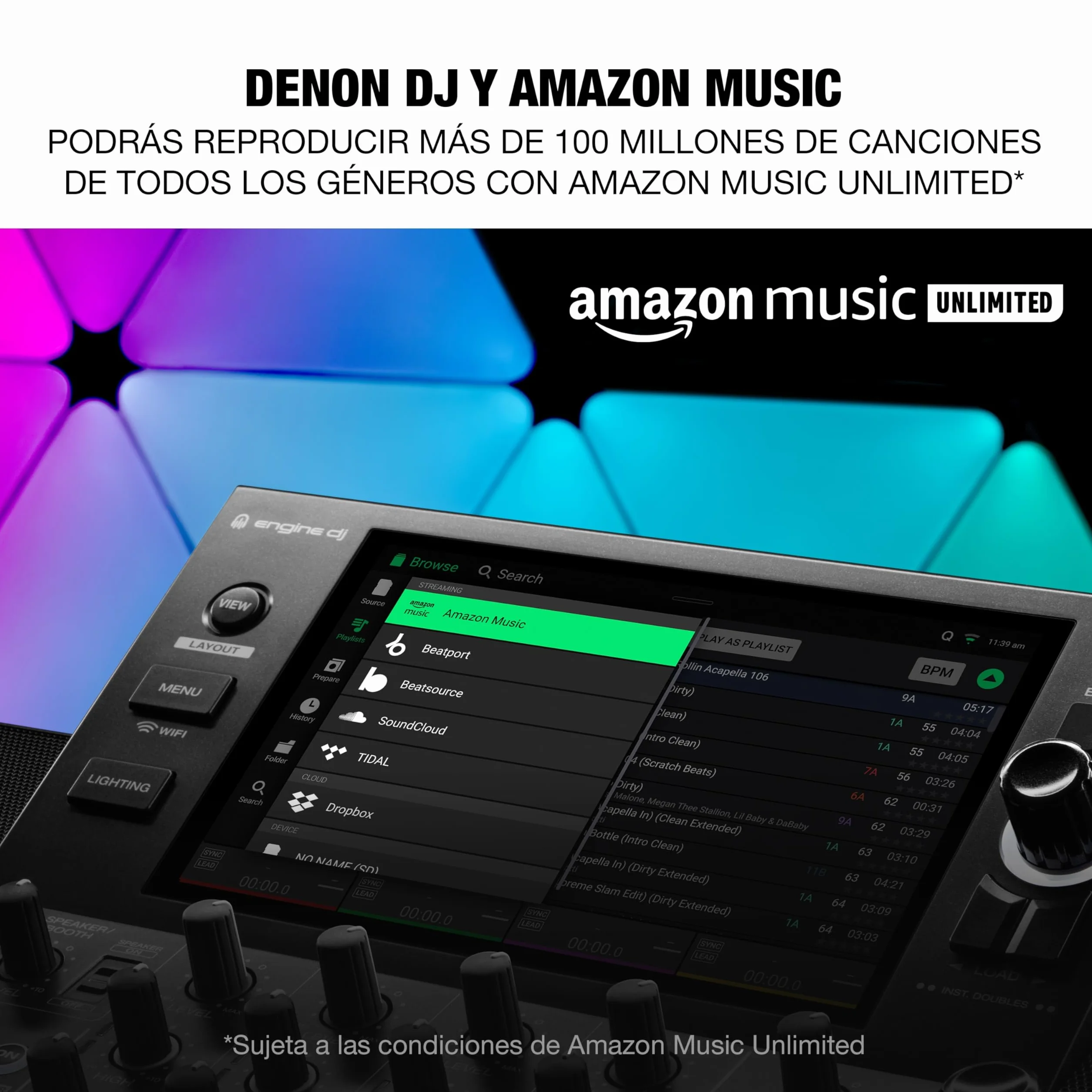 Denon DJ SC LIVE 4 Controlador DJ con separación de stems en 4 decks, streaming por wifi, altavoces integrados, compatible con Serato DJ y Virtual DJ
