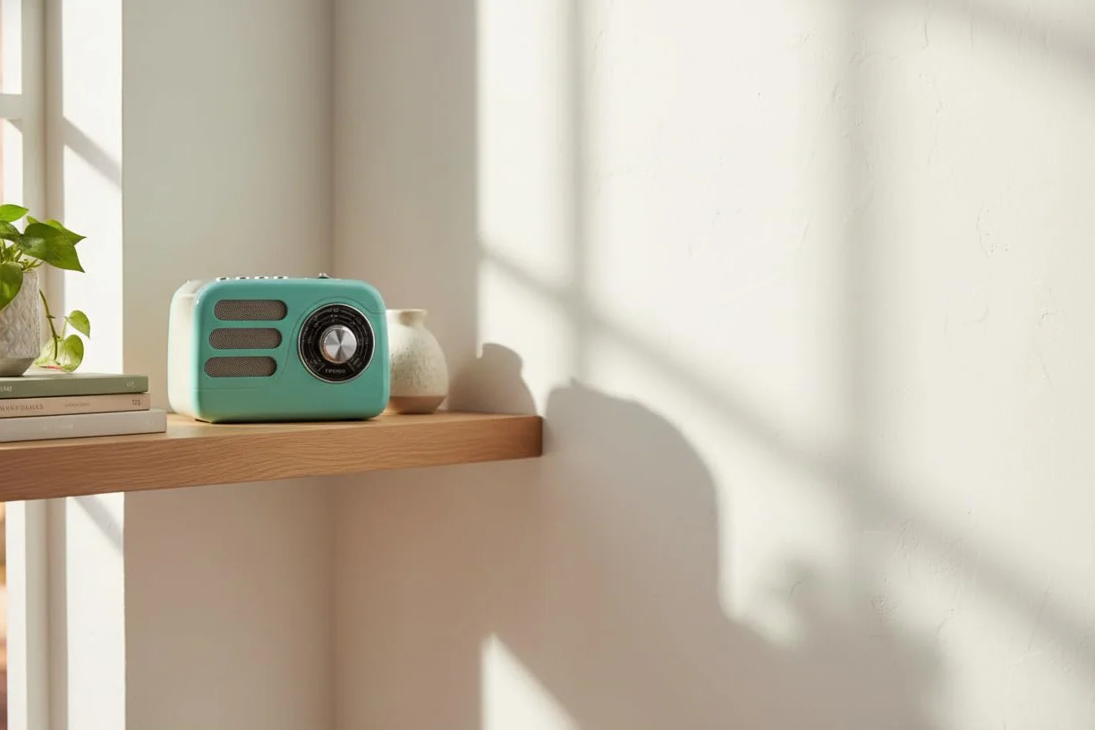 Mooov 477240 - Radio Vintage Bluetooth 5.4 con Batería Recargable, Radio FM/Am/SW Portátil Retro, Altavoz Inalámbrico Compacto, USB y microSD, 6h Autonomía - Turquesa